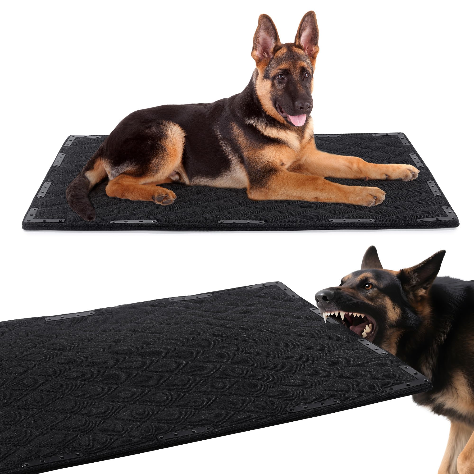 HOMBYS Chew Proof Dog Bed Mat with 14 Metal Rivets - Indestructible Kennel Pad for Teething Puppies & Aggressive Chewers, Durabl