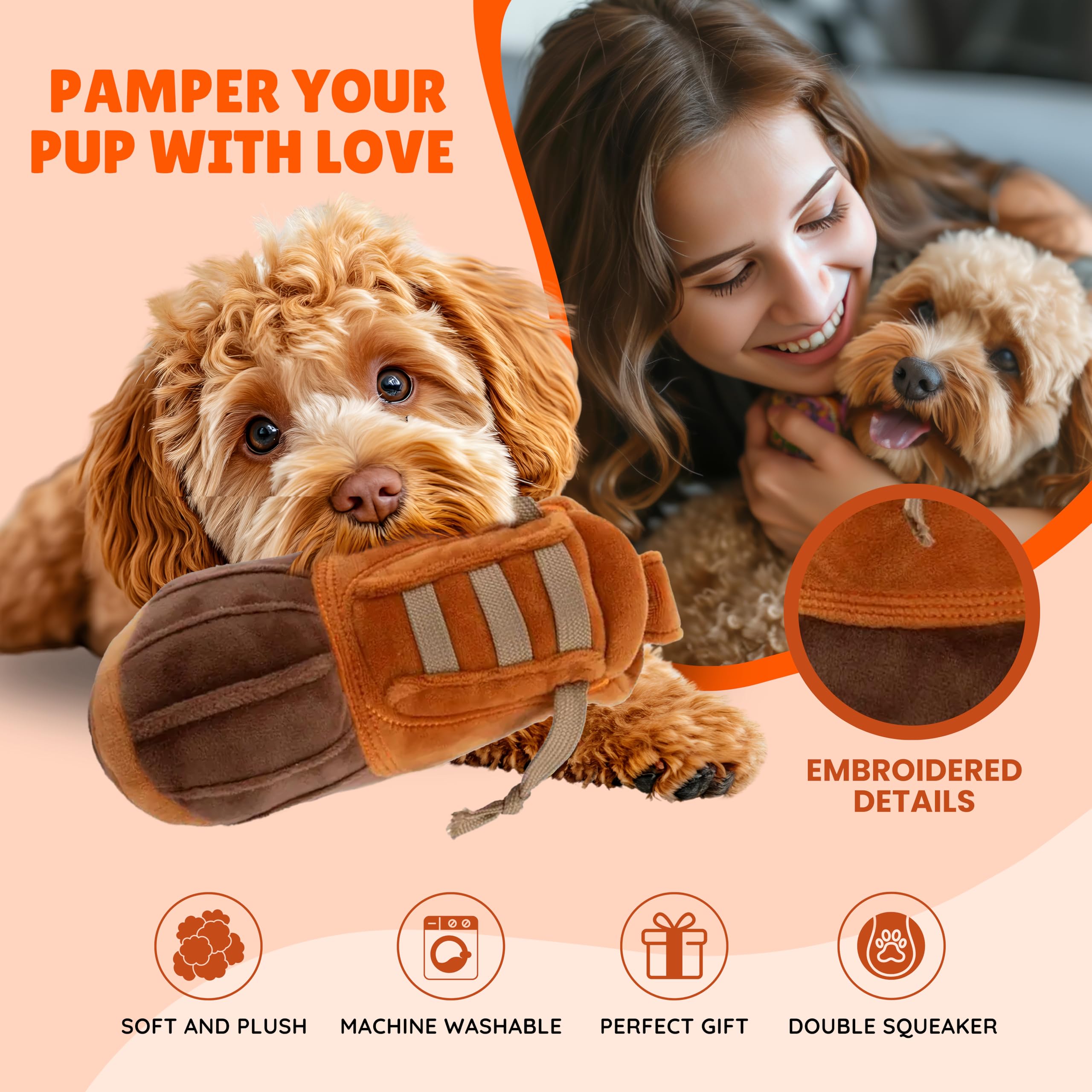 Muttzie Ll Bark Boot - Adorable Plush Parody Dog Toy With Dual Squeaker For Engaging And Safe Playtime For Dogs
