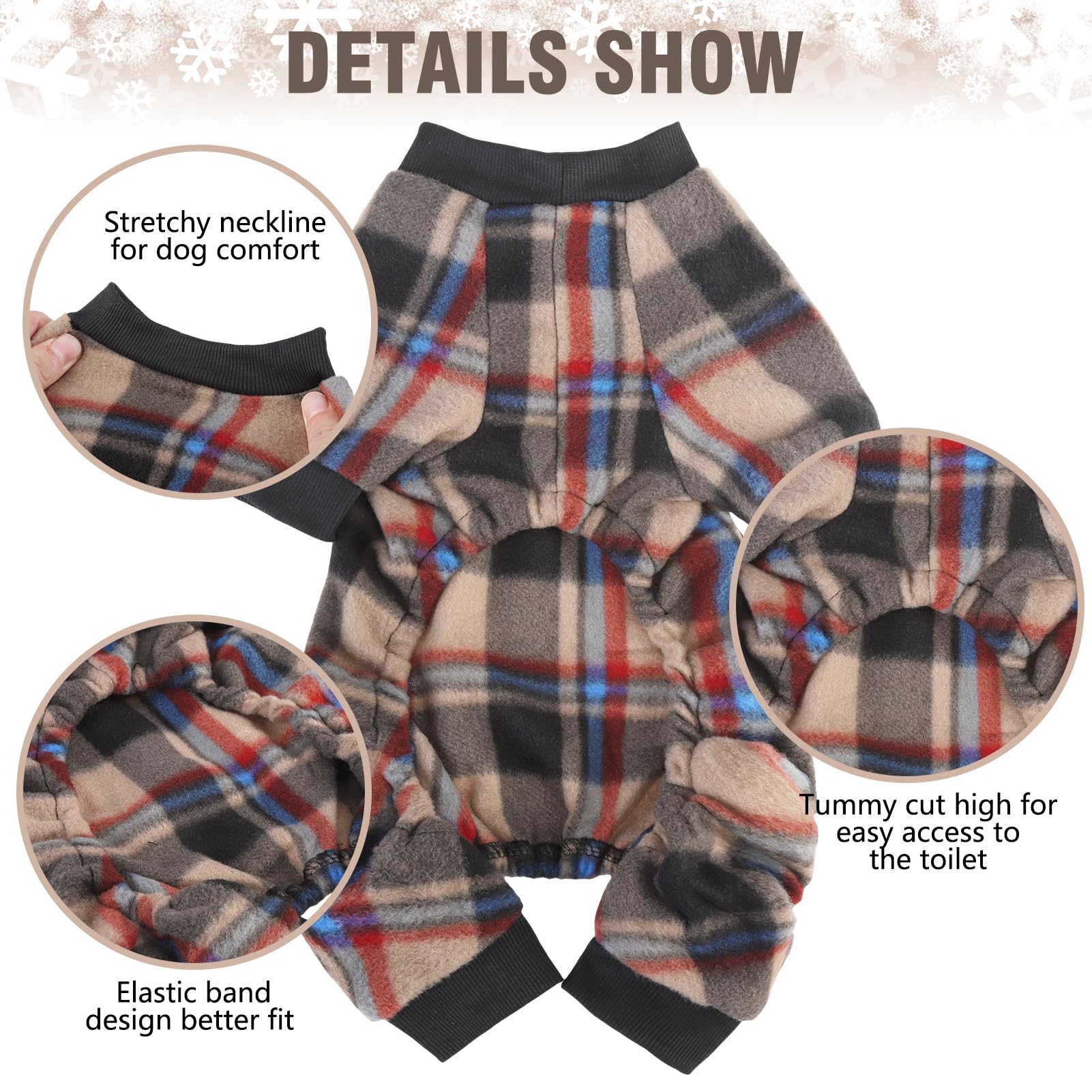 Scenereal Dog Pajamas For Small Medium Large, Thanksgiving Dogs Sweater, Soft And Warm Fall Dog Clothes, Puppy Onesie Outfits For Doggie Winter Christmas - Dog Jammies Pjs