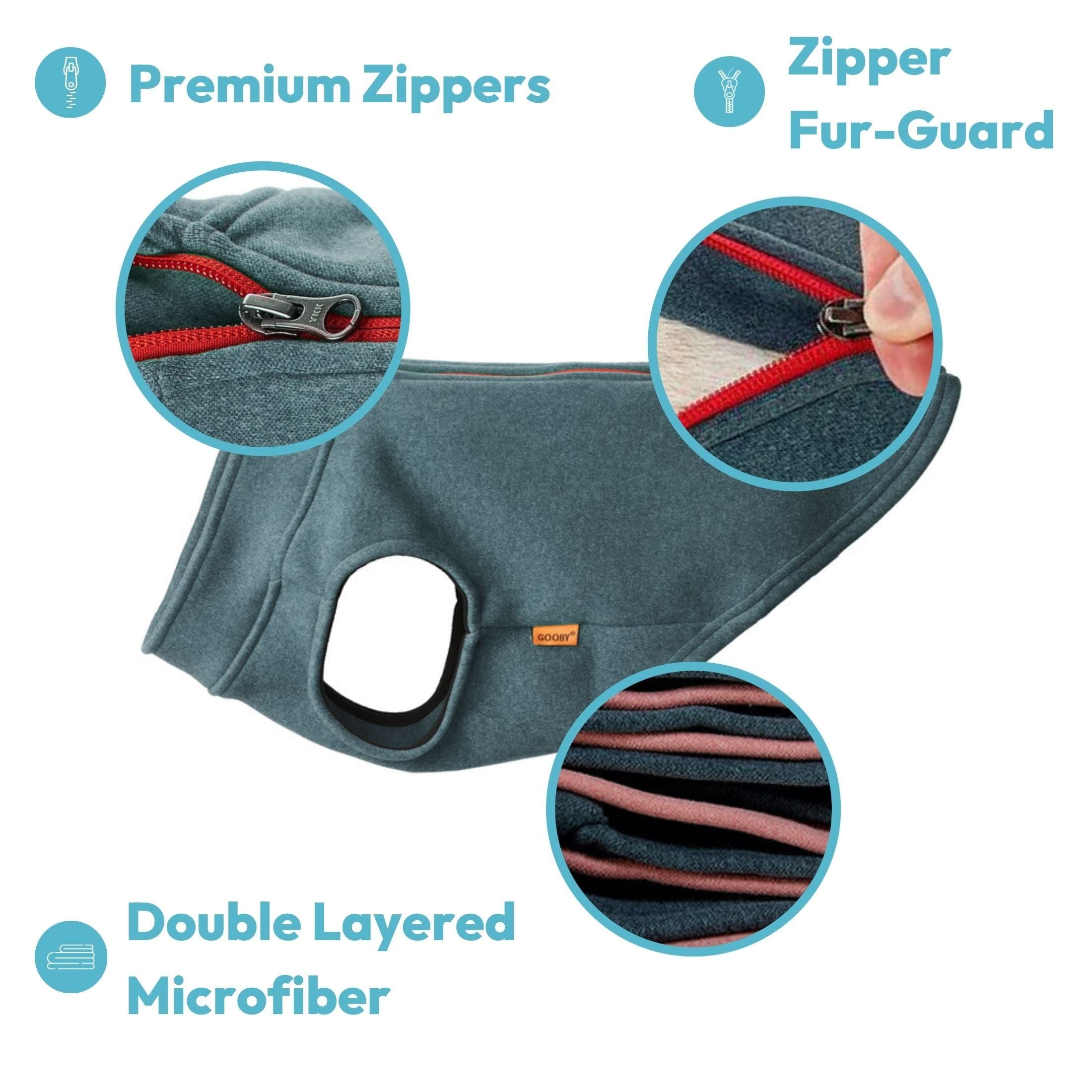 Gooby Zip Up Microfiber Fleece Dog Sweater - Green, X-Small - Warm Double Layered Soft Microfiber Fleece Step-In Dog Jacket With