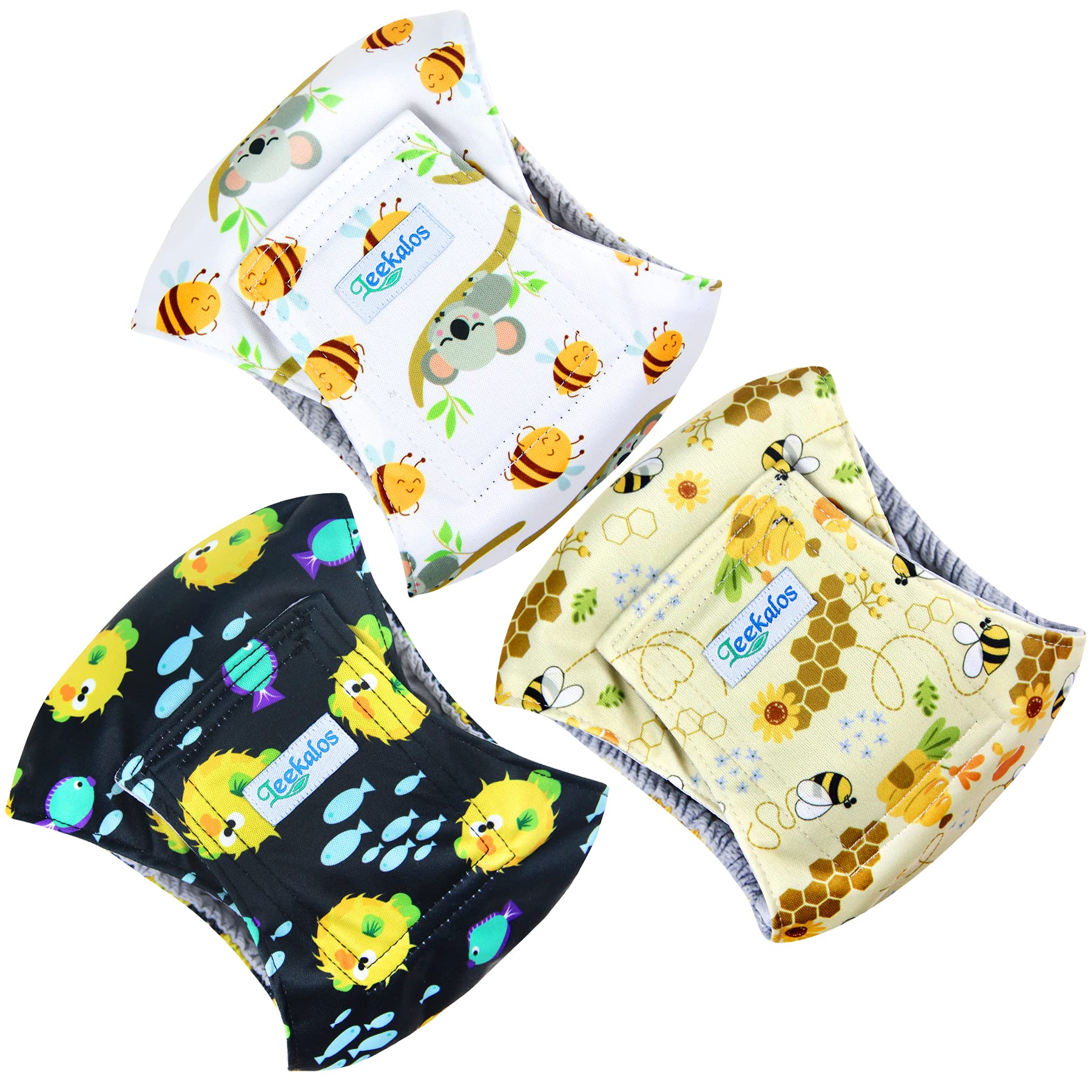 Leekalos Male Dog Diapers (3 Pack), High Absorbing Dog Belly Bands For Male Dogs, Washable Reusable Dog Male Wraps (Bee, Xx-Large)