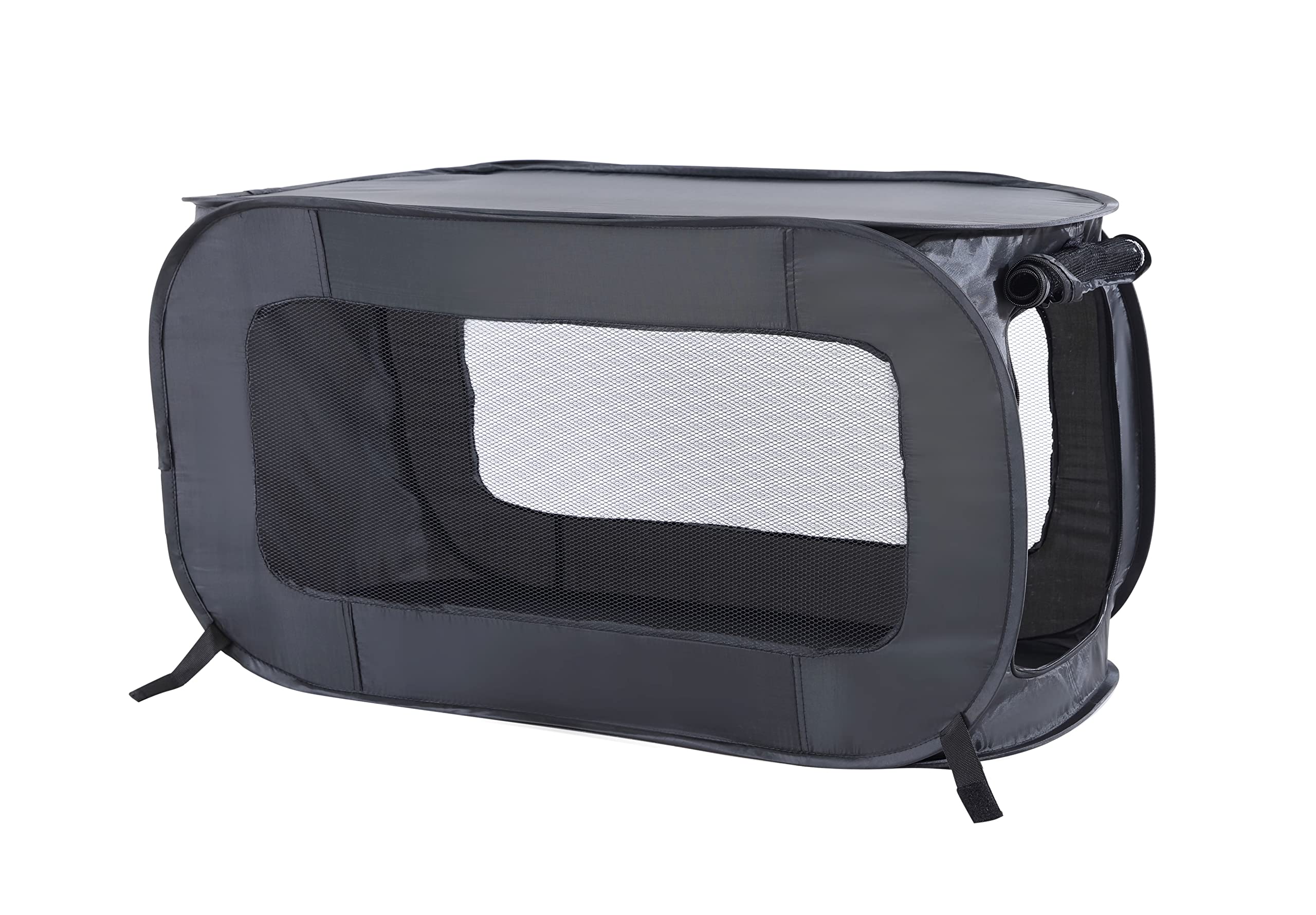 Beatrice Home Fashions Portable Pop Up Pet Kennel Crate, 24"L x 16.6"W x 16"H, Black, Model SOLPPK24BLK, Durable Polyester