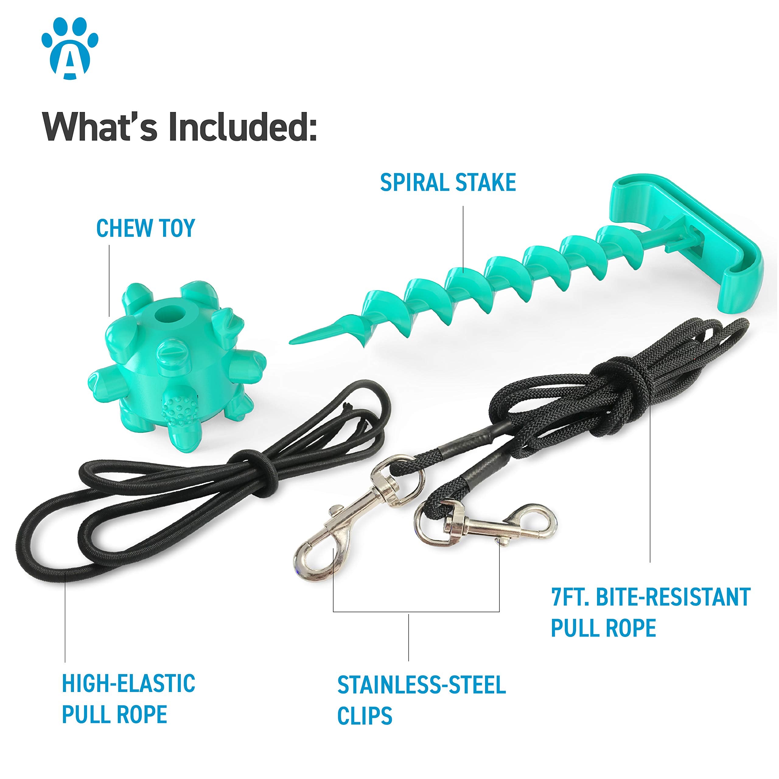 Anypet Dog Tie Out Cable And Stake, Multi-Functional Dog Stake With Dog Chew Toy For Small, Medium, Large Dog, Yard, Park, Outdo