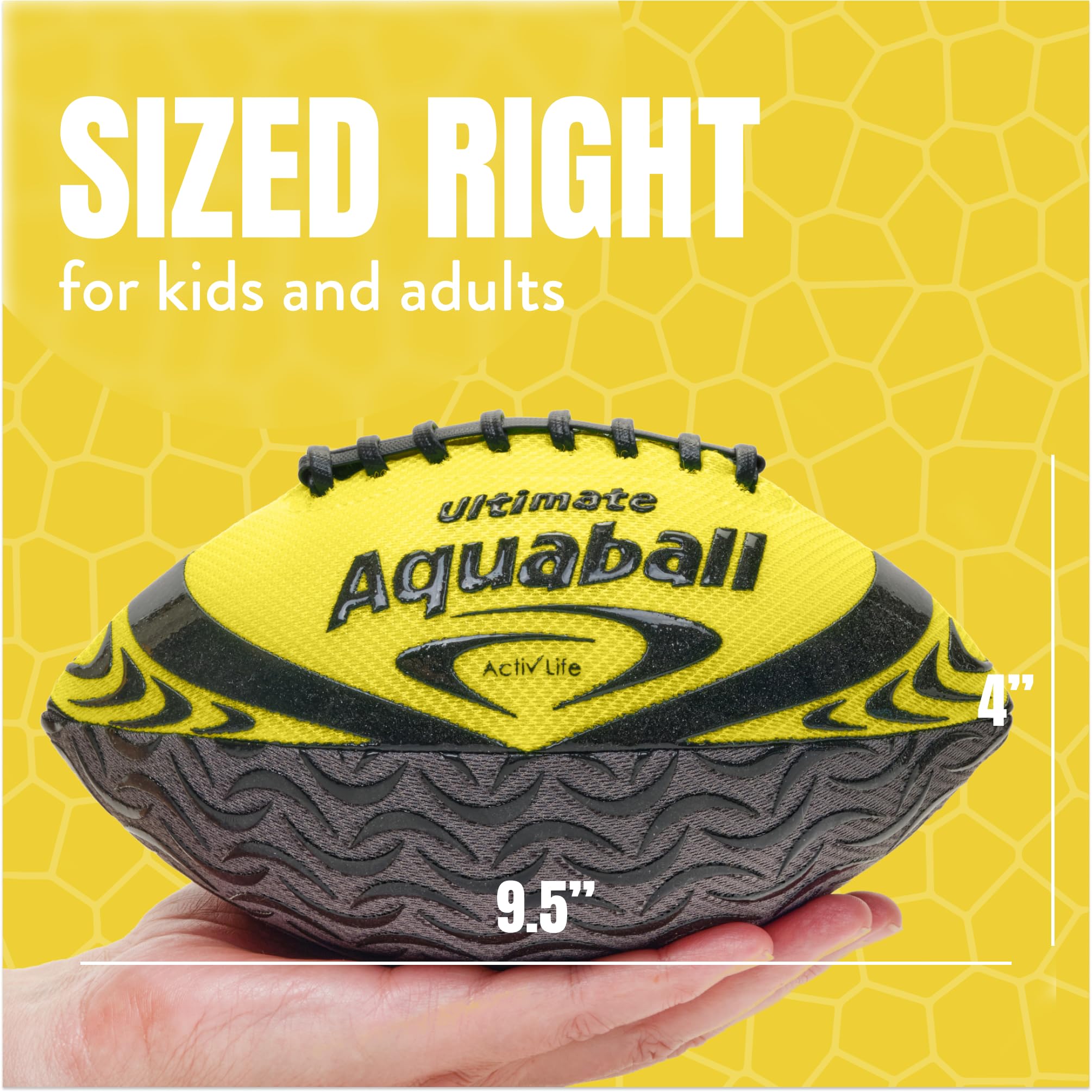 Activ Life Water Football For Pool, Beach, Outdoor, 9.5-Inch Waterproof Pool Toys For Kids, Heavy-Duty Water Ball, Double Lacing