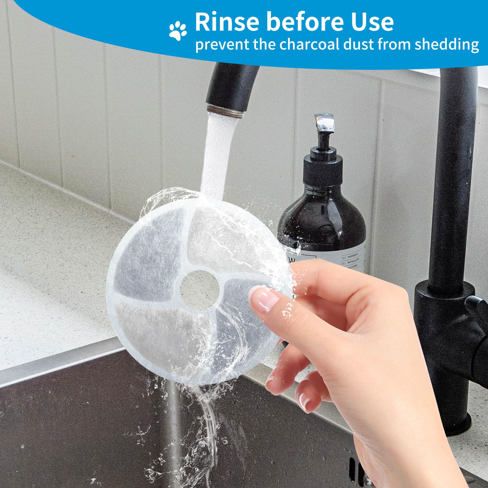 6 Pack Cat Water Fountain Filter, Diameter 4.1 Inch Filter Apply To Automatic Pet Fountain Filter Replacement