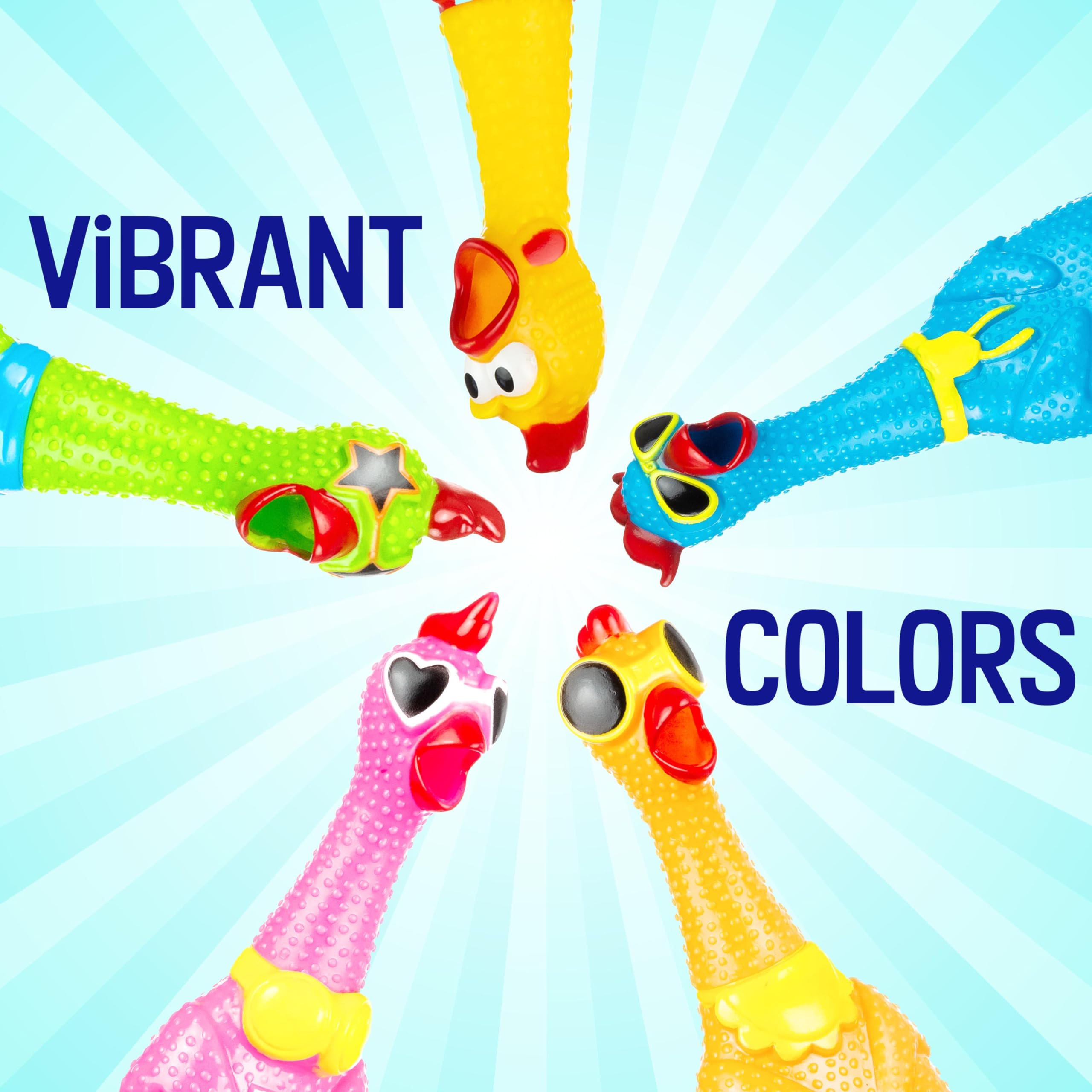 3pc Silly Screaming Chicken Set - Tactile Squeaky Chicken Squeeze Toy for Fun and Entertainment - Rubber Chickens That Squeak Sc