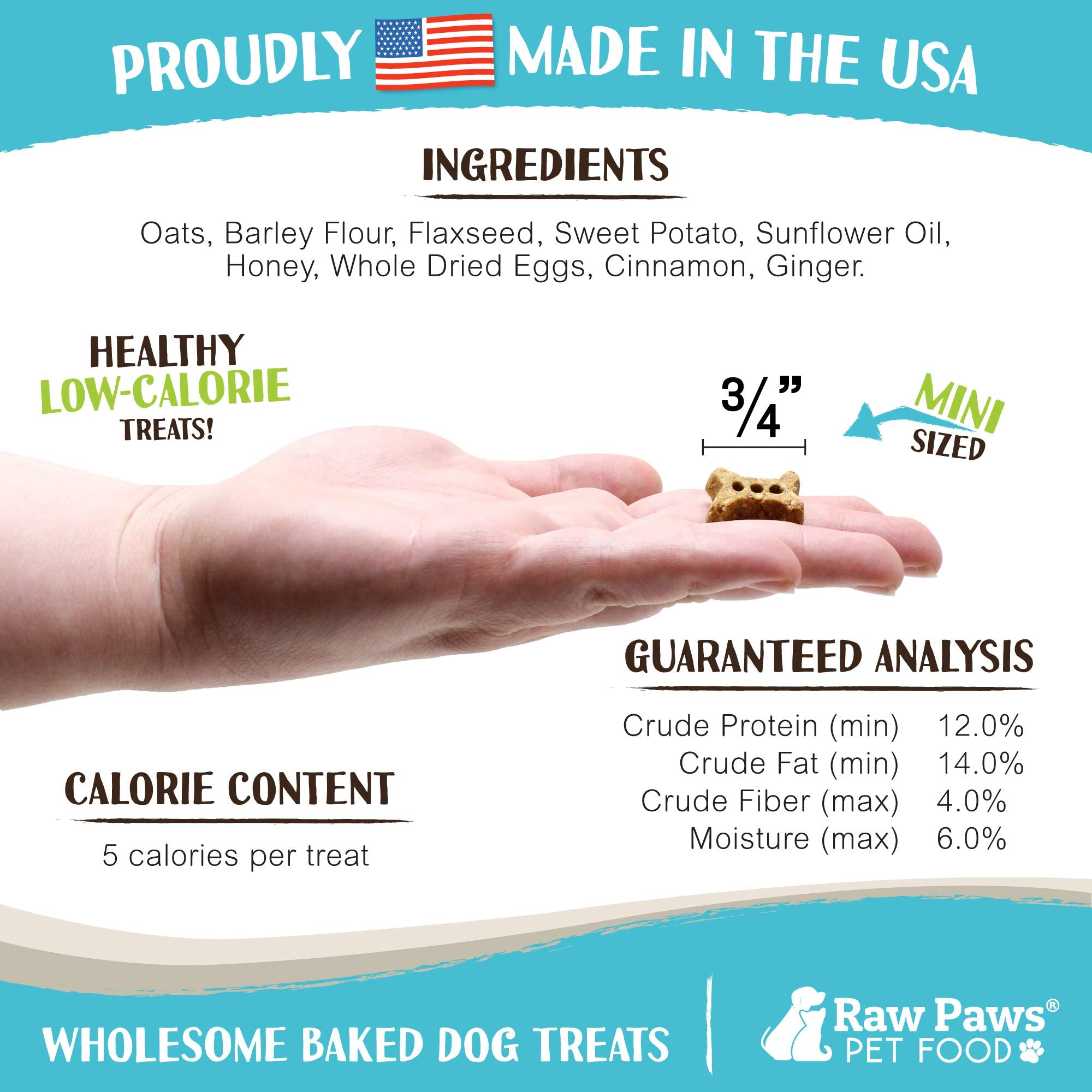 Raw Paws Mini Bones for Dogs - Sweet Potato & Honey Recipe, 10-oz - Made in USA Mini Dog Biscuits, Small Training Treats for Dog