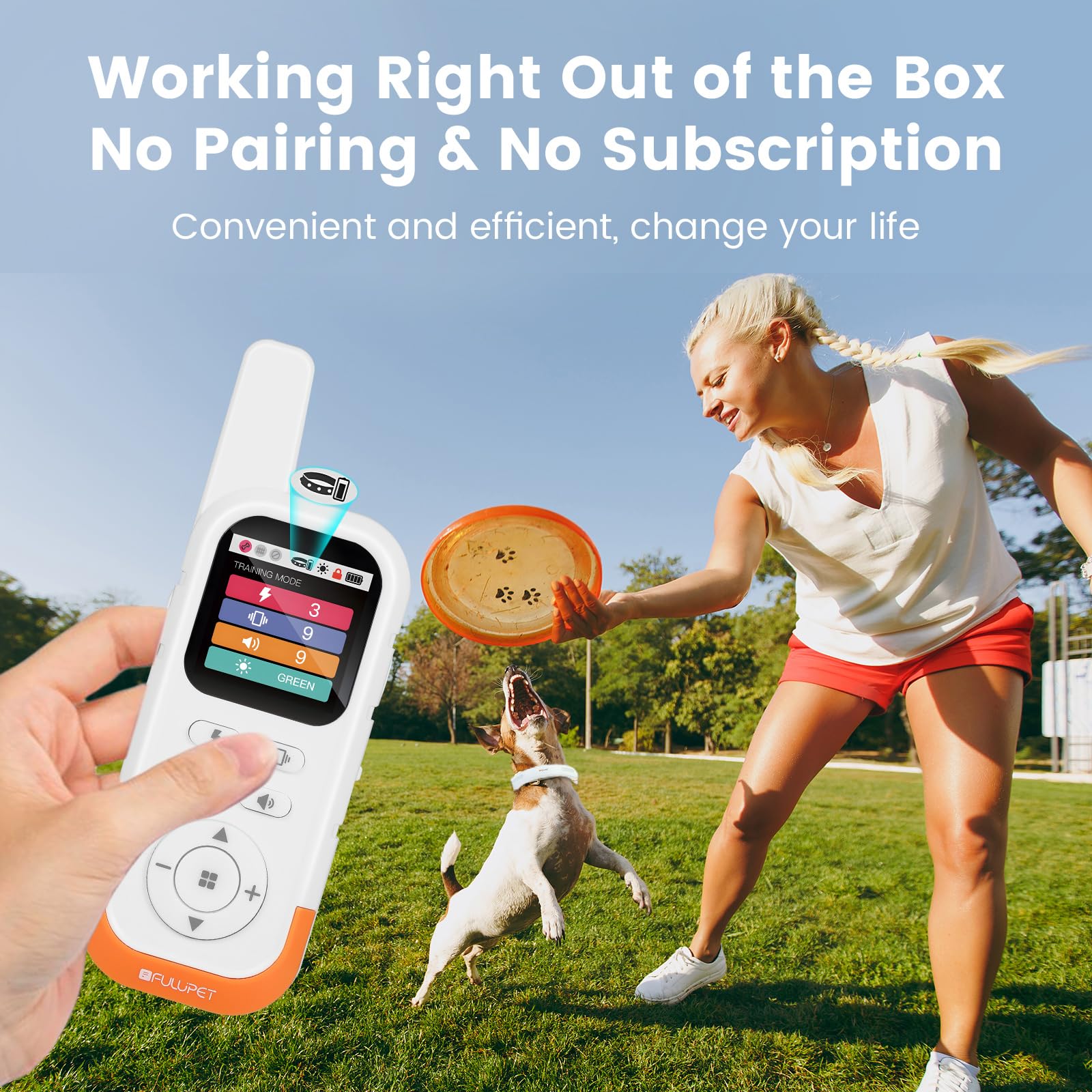 Fulupet Wireless Dog Fence System For 1 Dog,6 Acre High-Precision Radar Electric Fence,Real-Time Distance Monitoring,Waterproof