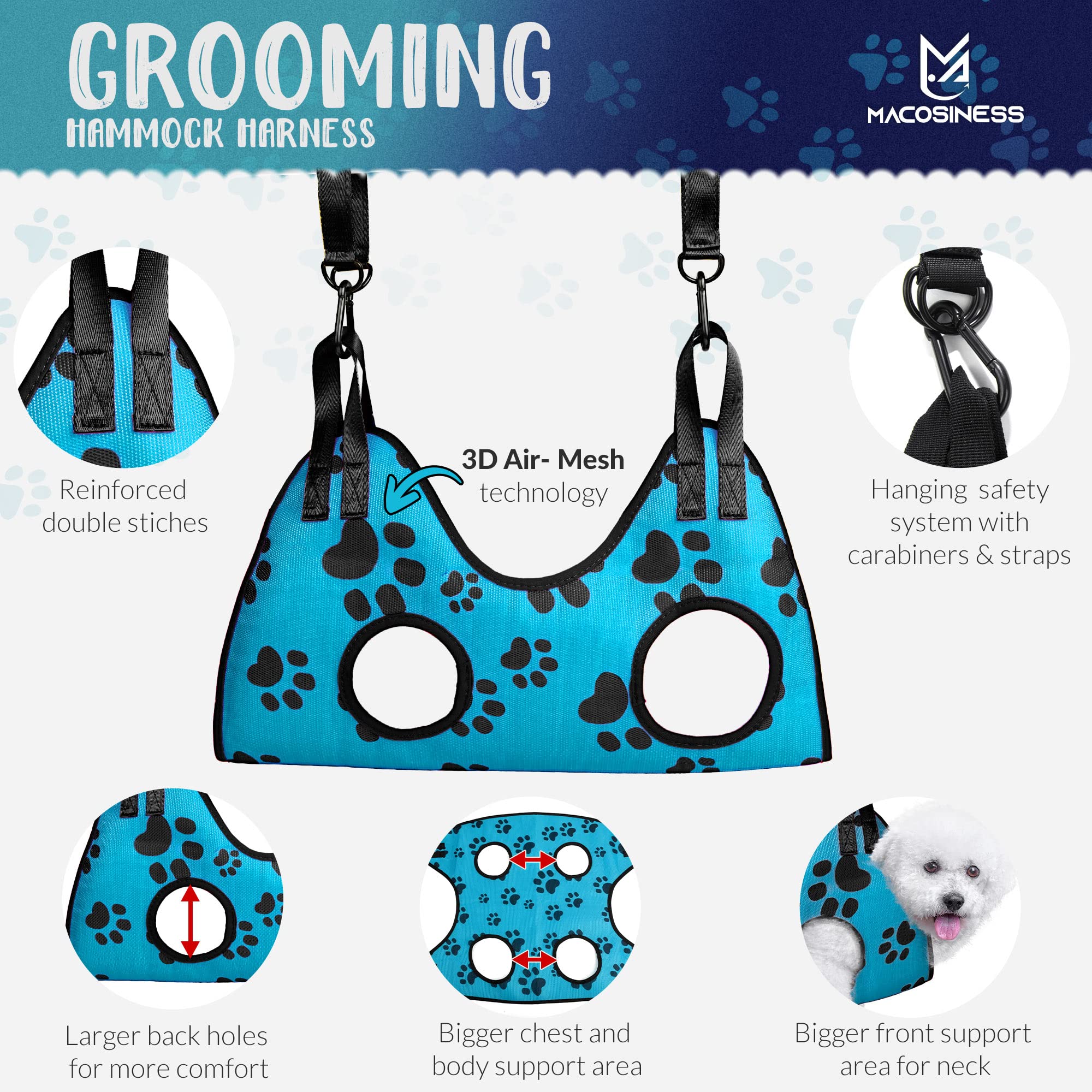 Pet Grooming Hammock For Nail Trimming - Dog Nail Clippers For Large Dogs - Pet Grooming Hammock With Hooks Dog Nail Clipper - D