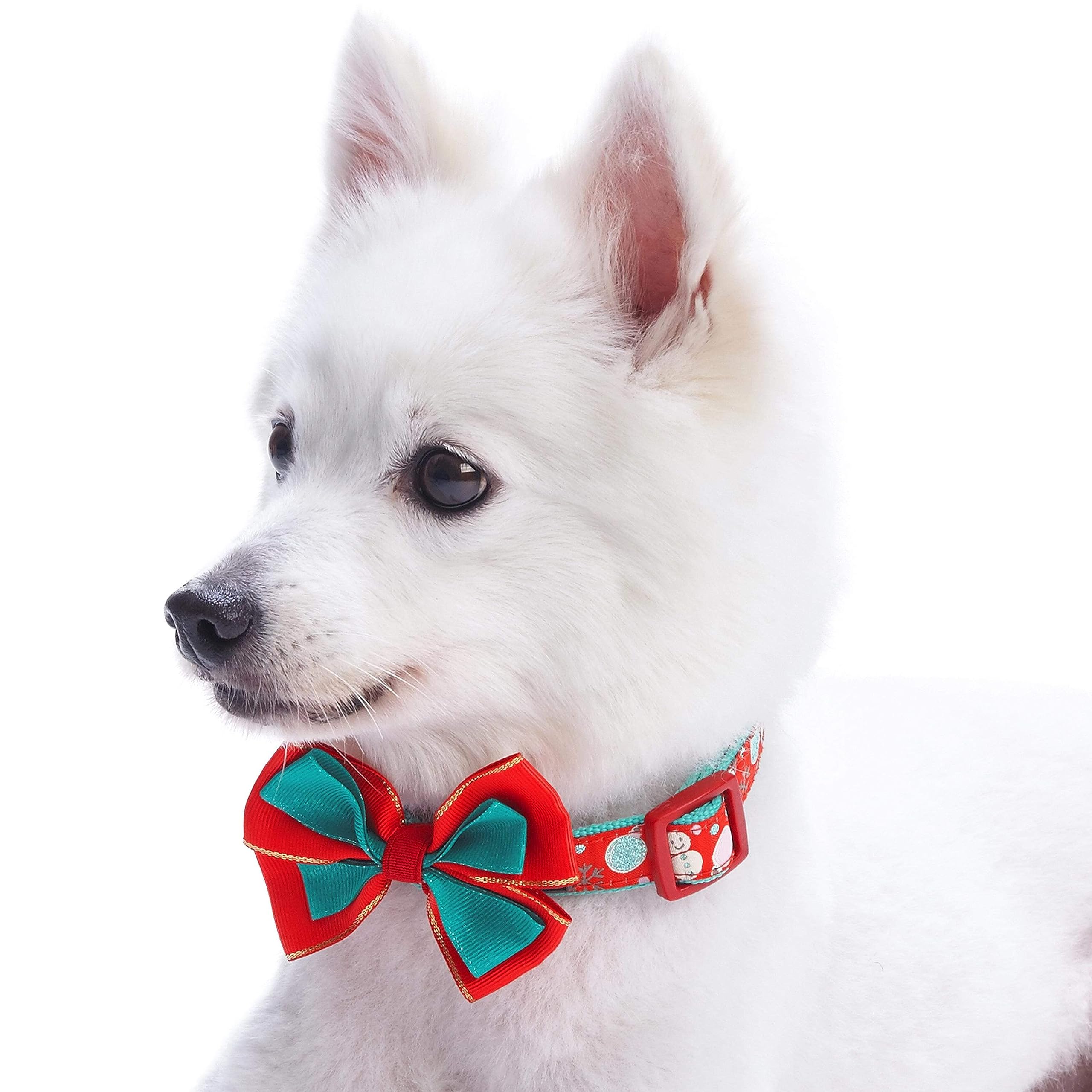 Blueberry Pet 4 Patterns Christmas Moments Of Excitement Snowman Making Designer Adjustable Bowtie Dog Collar, X-Small, Neck 8'