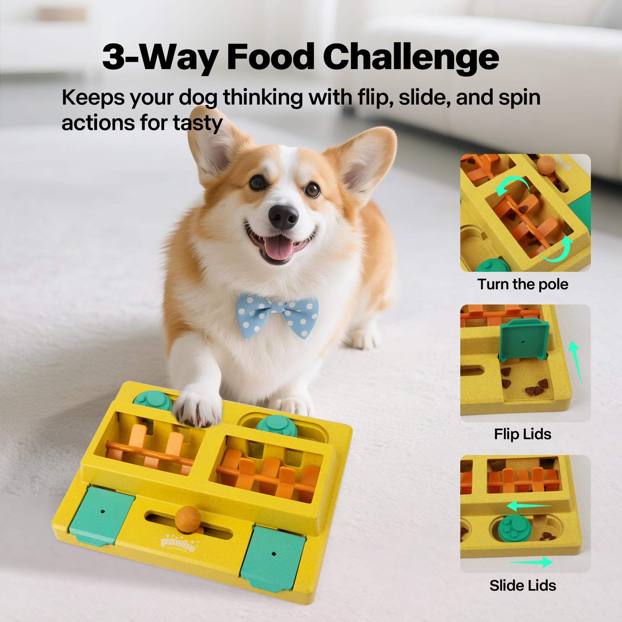 Pawise Dog Puzzle Feeder Toy,Fun Slow Feeder 3 Levels, Pup Food Treat Dispenser for IQ Training & Mental Enrichment, Interactive