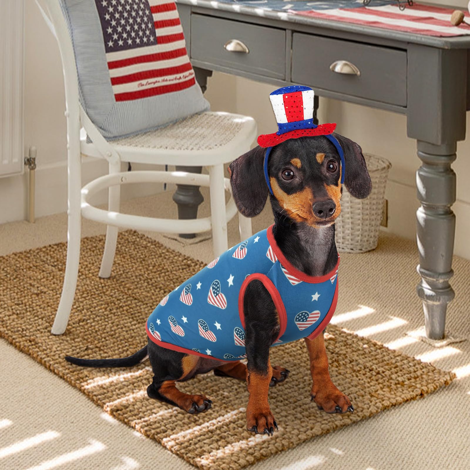 Vehomy 3Pack 4Th Of July Dog Vest American Flag Puppy Sleeveless Shirts Stars & Stripes Pattern Puppy Tank Top Independence Day