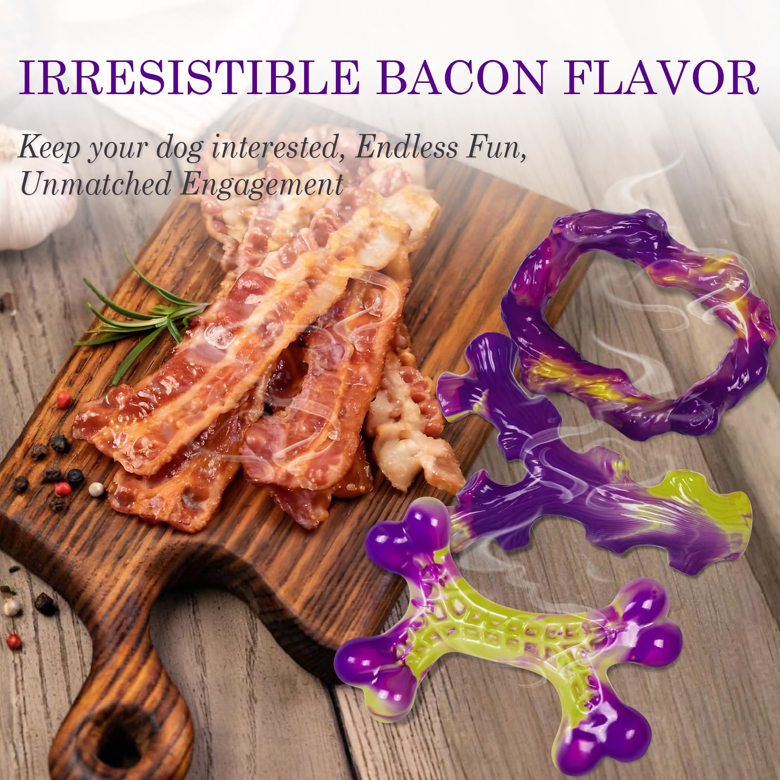 Frienhund 6-Pack Dog Toys for Aggressive Chewers, Nylon, Large Breed, Christmas & Purple