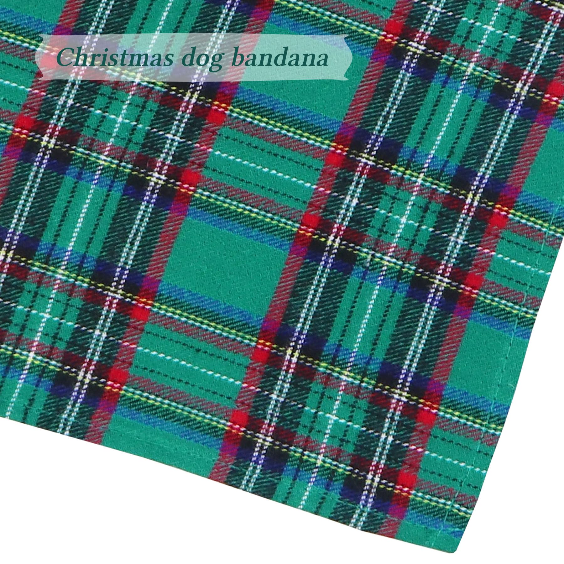 Stmk 2 Pack Christmas Dog Bandanas, Multi Size Dog Christmas Bandana, Premium Cotton Fabric Plaid Holiday Christmas Bandanas For