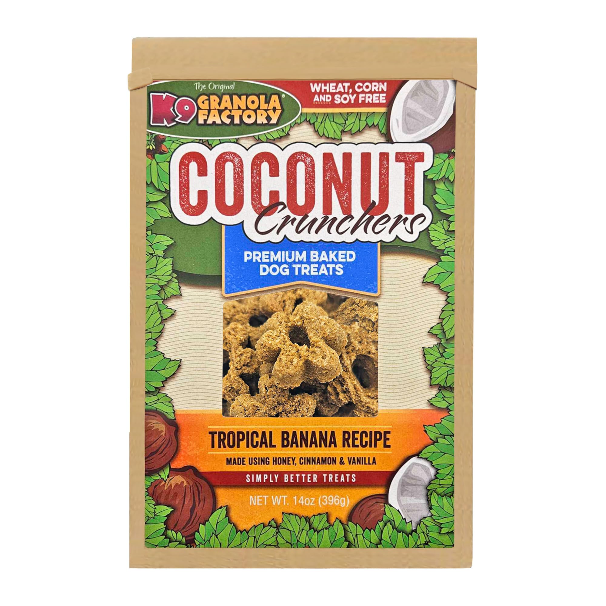 K9 Granola Factory Coconut Crunchers For Dogs All Natural Tropical Banana, 14-Ounces
