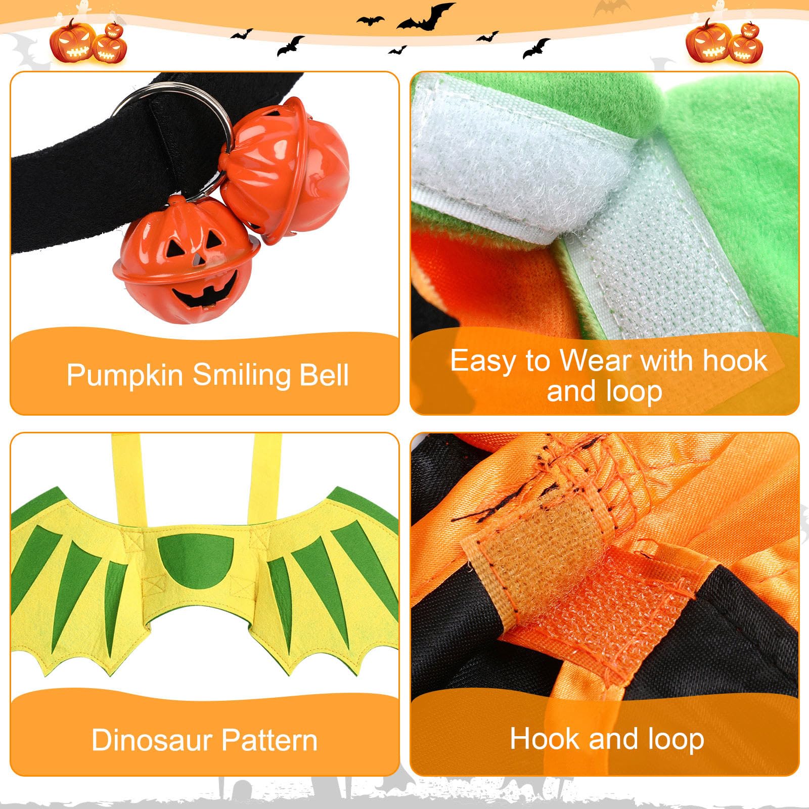 4 Pieces Halloween Costumes For Cat, Pumpkin Cape For Cat, Cute Pumpkin Cat Hats, Cat Bat Wings With Bell, Halloween Costume For Puppy Cat Cosplay Dress Up Accessories
