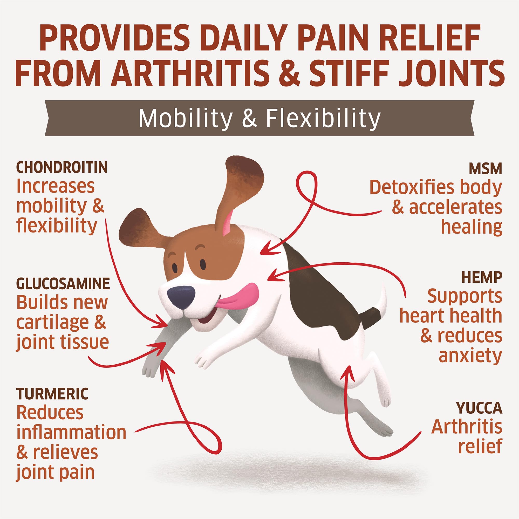 Hemp Hip and Joint Supplement for Dogs - Glucosamine for Dogs - Glucosamine Chondroitin for Dogs with MSM, Hemp, Turmeric & Omeg