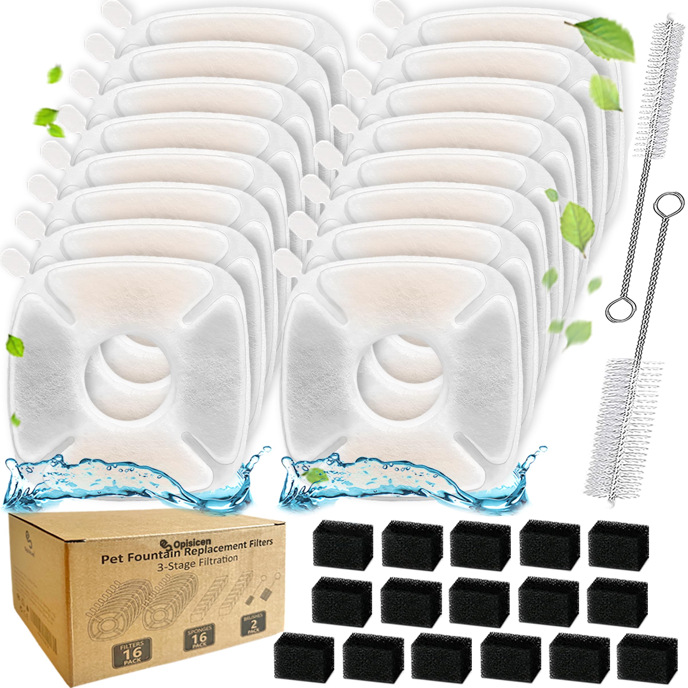 34 Pcs Cat Fountain Filters Replacement Compatible With Veken 95Oz/2.8L Cat Water Fountain Filters Automatic Dog Water Fountain 