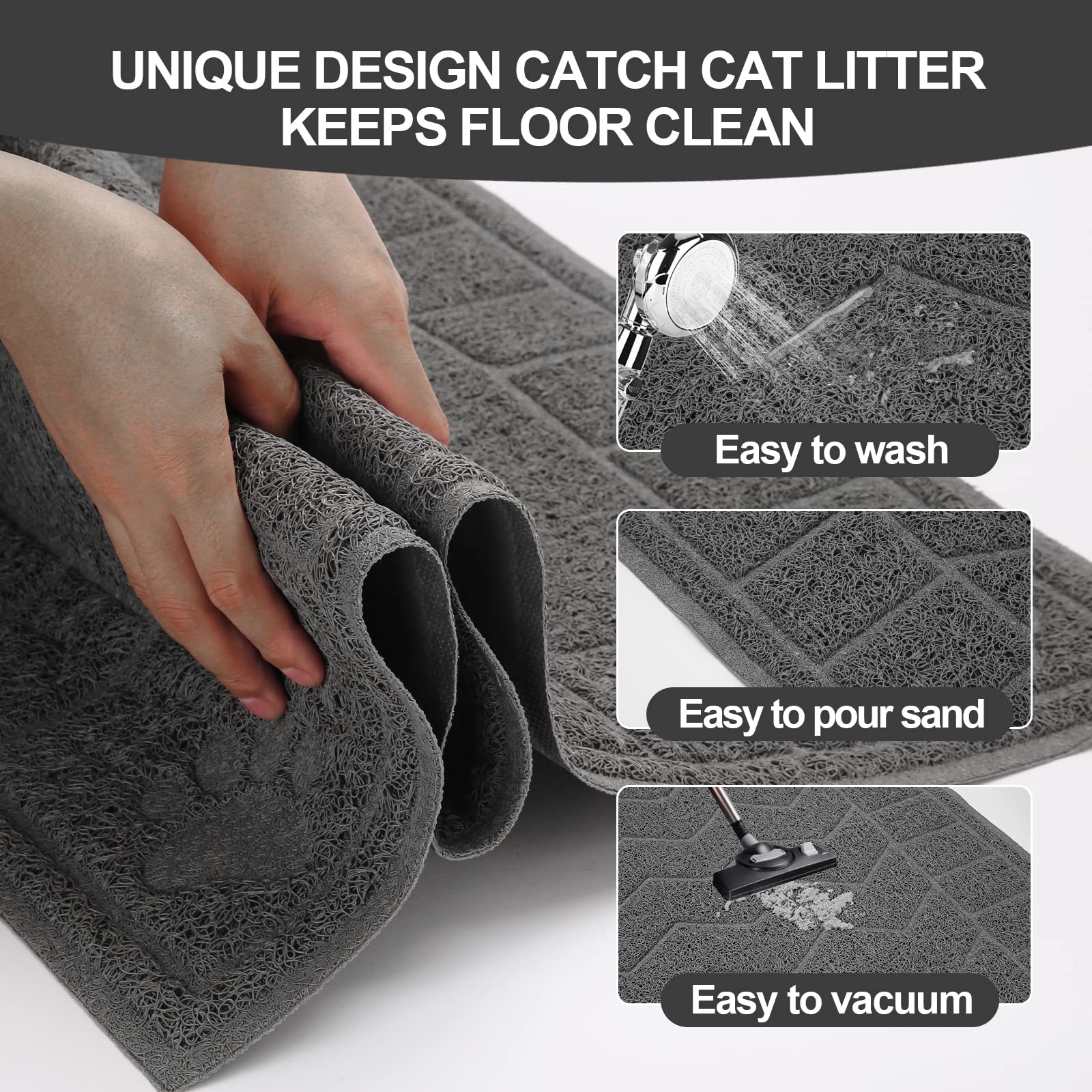 Motsamla Cat Litter Mat, Litter Trapping Mat Soft On Kitty Paws, 35' X 24' Kitten Litter Box Mat For Cleaner Floors, Waterproof, Easy Clean, Durable Large Size Cat Litter Pad For Kitten.