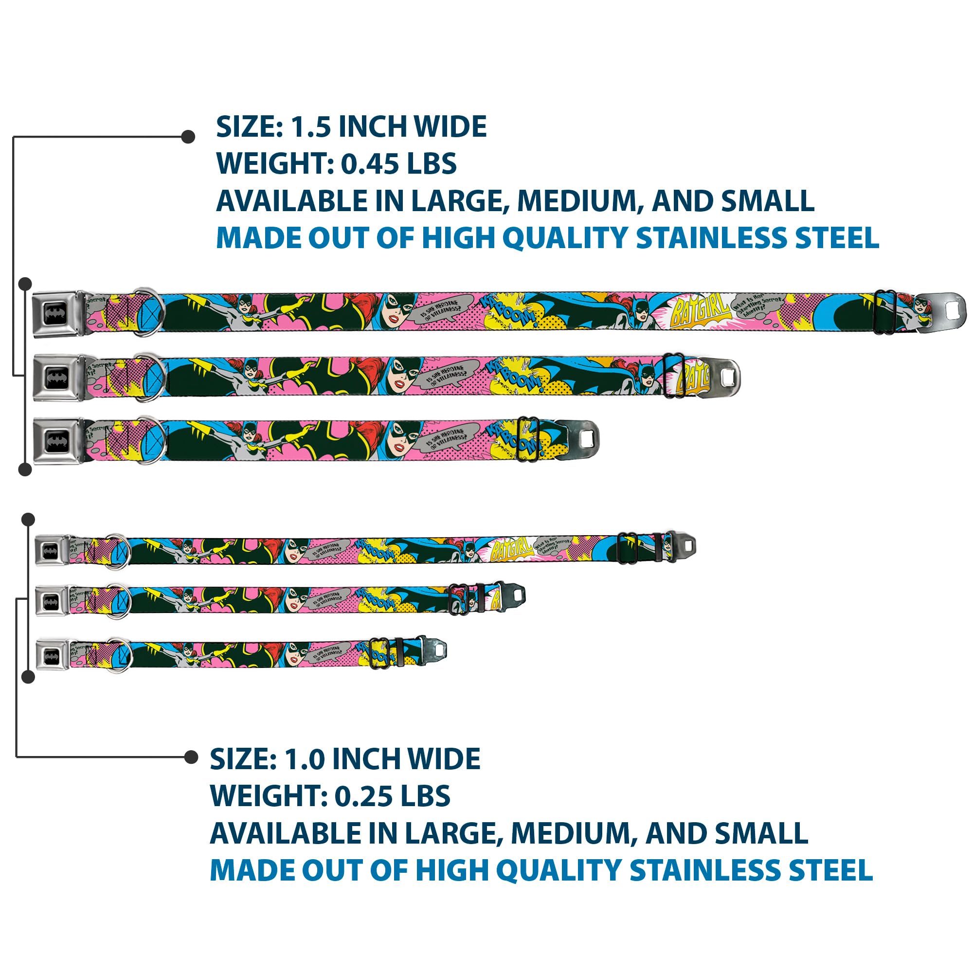 Buckle-Down Seatbelt Buckle Dog Collar - Batgirl-Is She Hero Or Villain? W/Batgirl In Action - 1'' Wide - Fits 15-26'' Neck - La