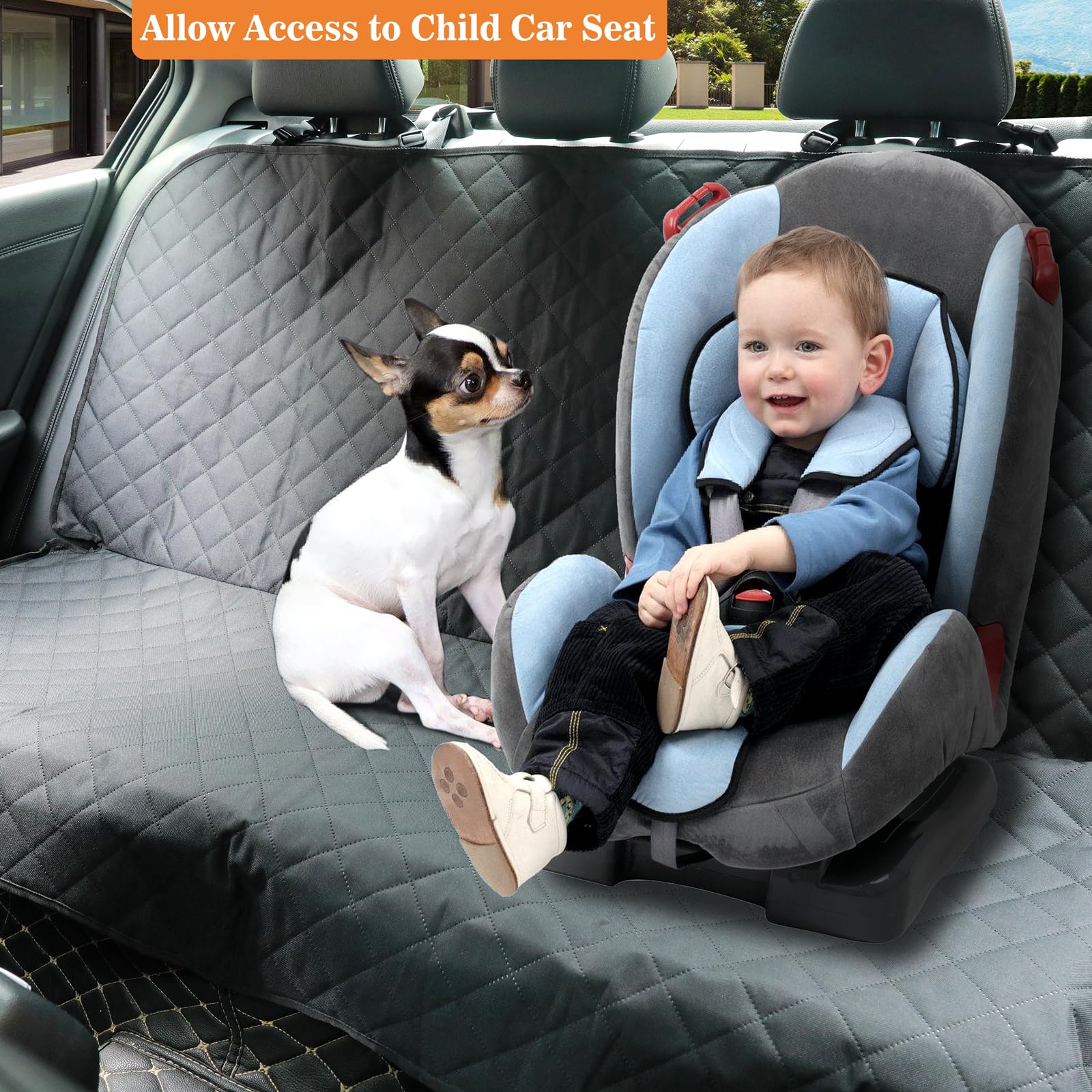 Meolsaek Backseat Cover For Dogs, Non-Slip Rear Seat Protector Waterproof Car Bench Seat Cover, Dog Car Seat Covered For Trucks
