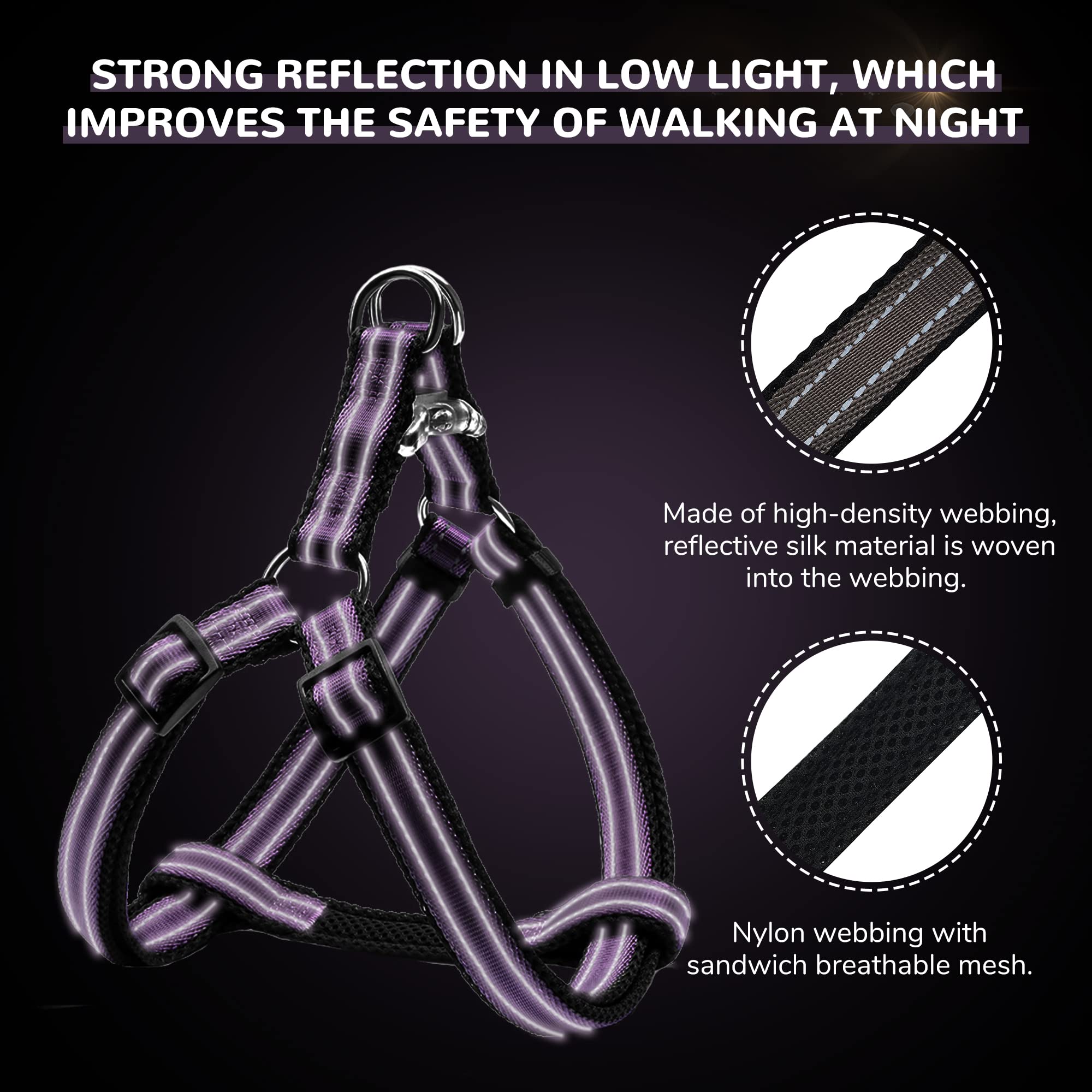 Reflective Dog Harness For Medium Sized Dogs, No Pull Harness With Quick, Release Buckle Double D Ring Step In Design For Walk,