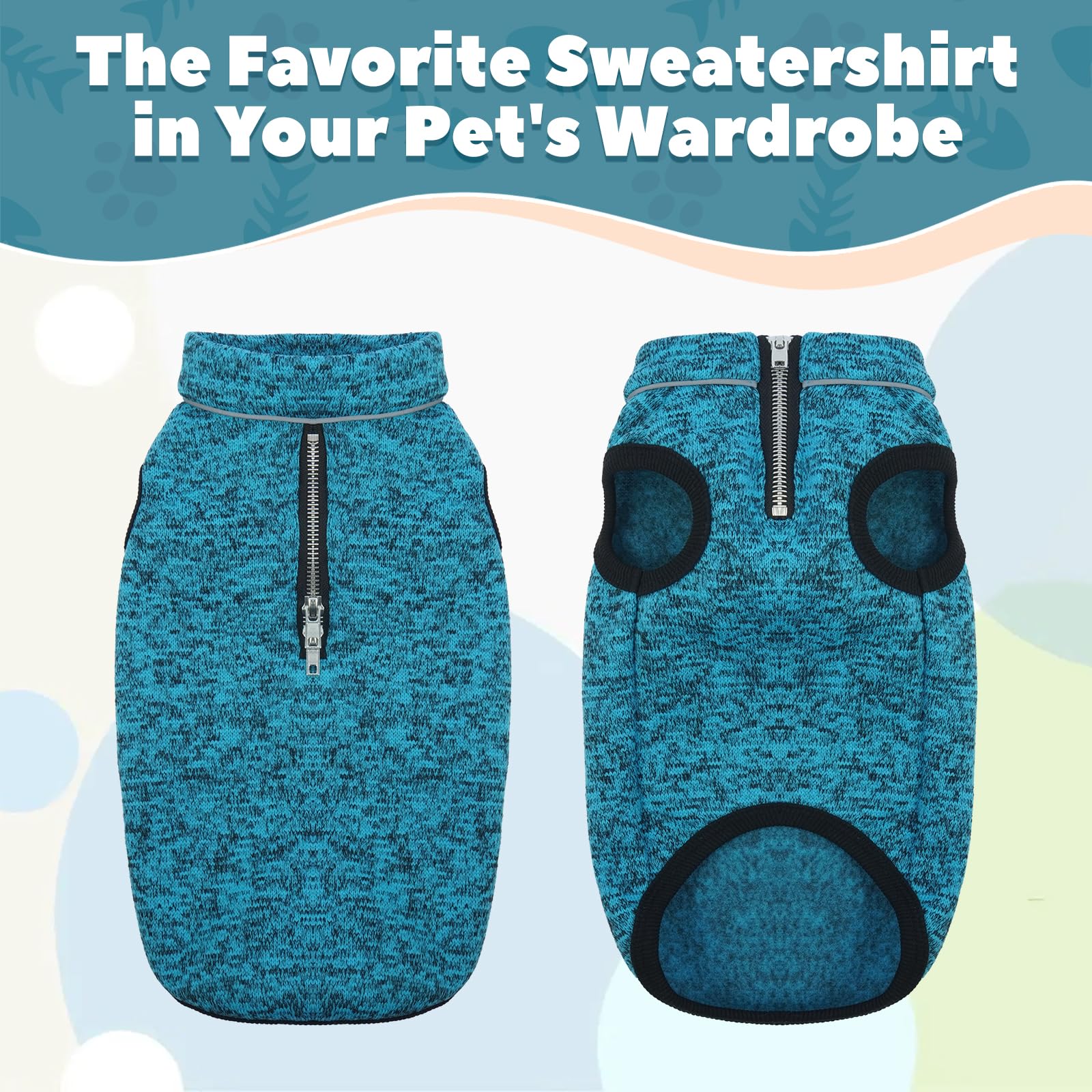 Rozkitch Dog Sweater, Dog Jacket With Fleece Lining, Knit Dog Coats For Small Dogs With Zipper Opening For Harness, Fleece Dog J