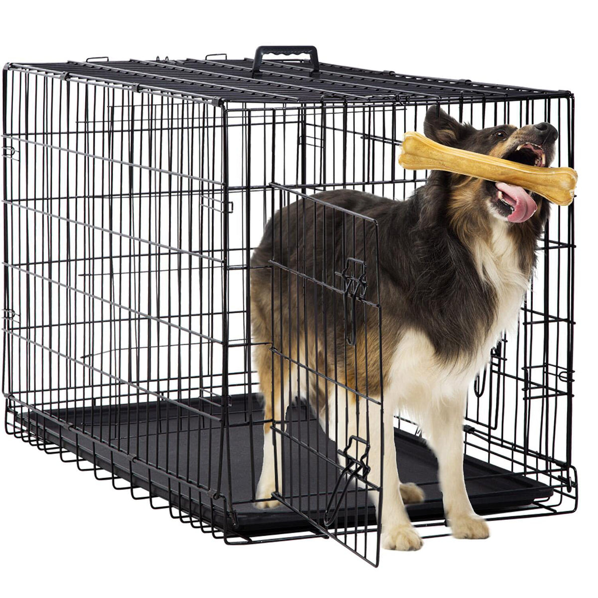 Hhs Dog Crate 36 Inch Large Dog Cage Medium Large Dogs Wire Dog Crates Outdoor Indoor Metal Dog Kennel For Travel Pet Cages With