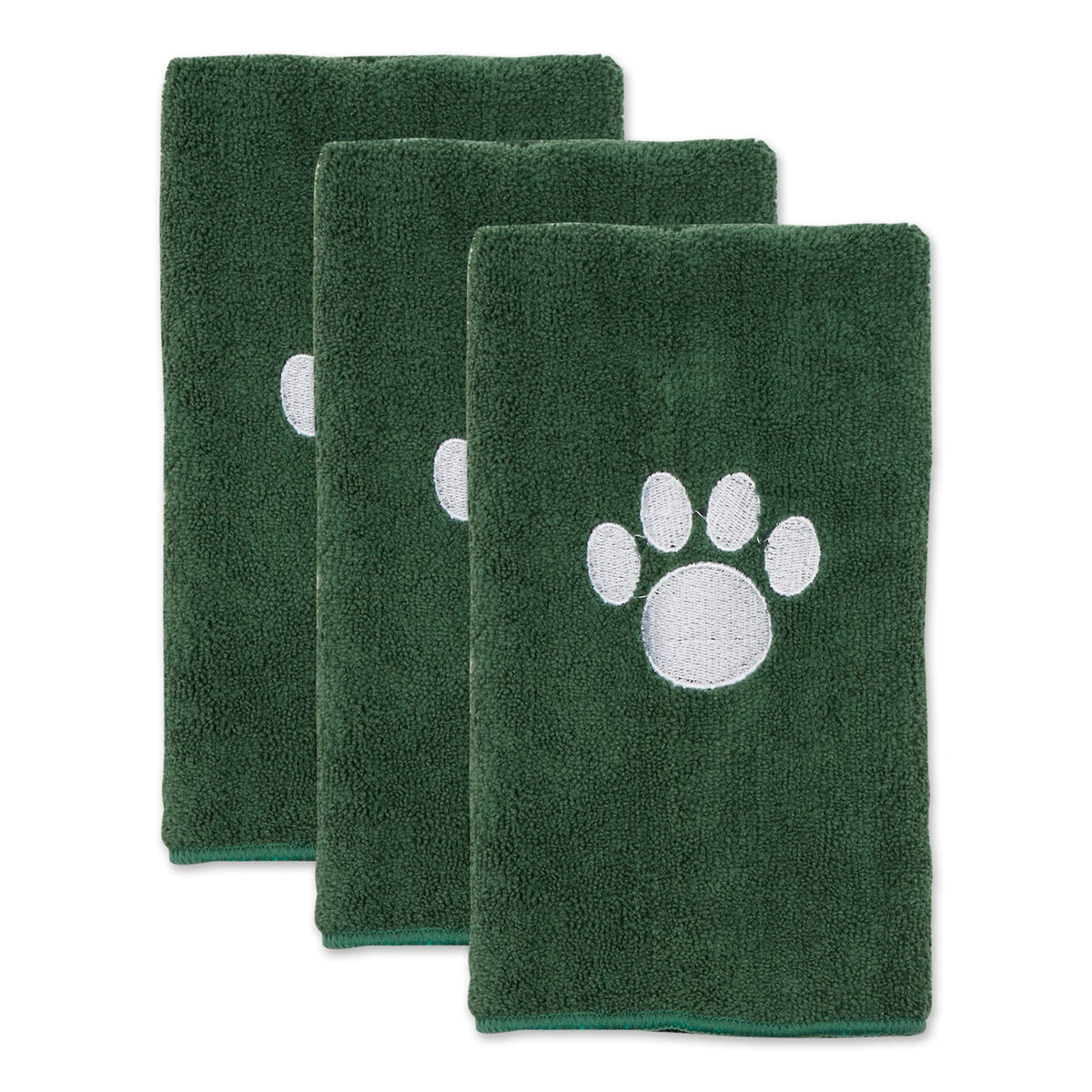 Bone Dry Pet Grooming Towel Collection Embroidered Absorbent Microfiber Drying Set, 15X30, Hunter Green, 3 Count