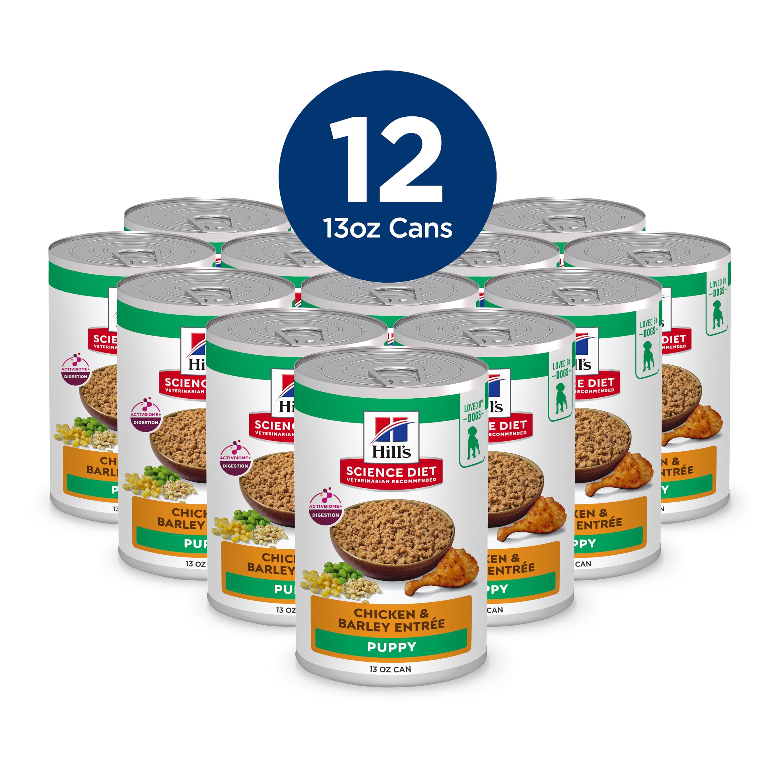 Hills Science Diet Puppy, Puppy Premium Nutrition, Wet Dog Food, Chicken & Barley Loaf, 13 oz Can, Case of 12