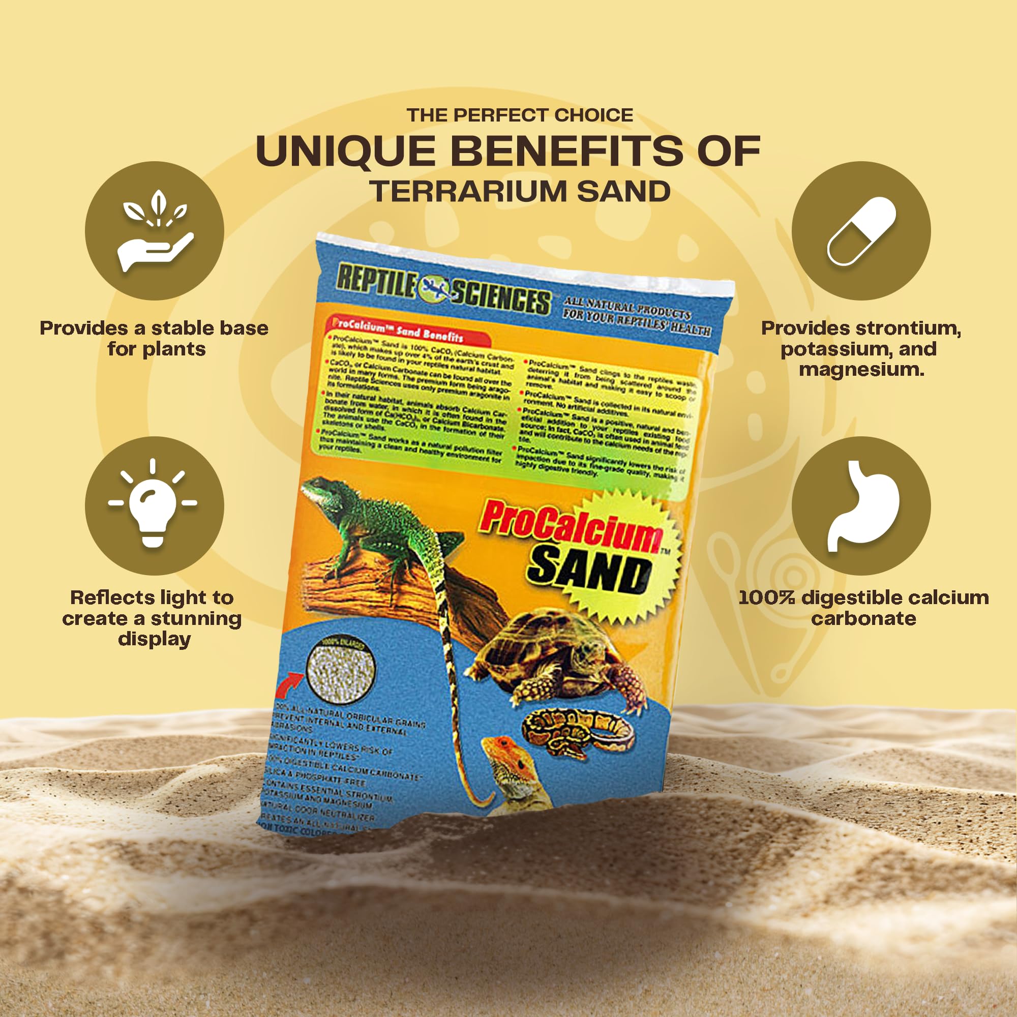 Reptile Sciences Blue Pro-Calcium Terrarium Sand - 10 Lbs - Natural Substrate For Reptile Habitats, Supports Digging & Enclosure