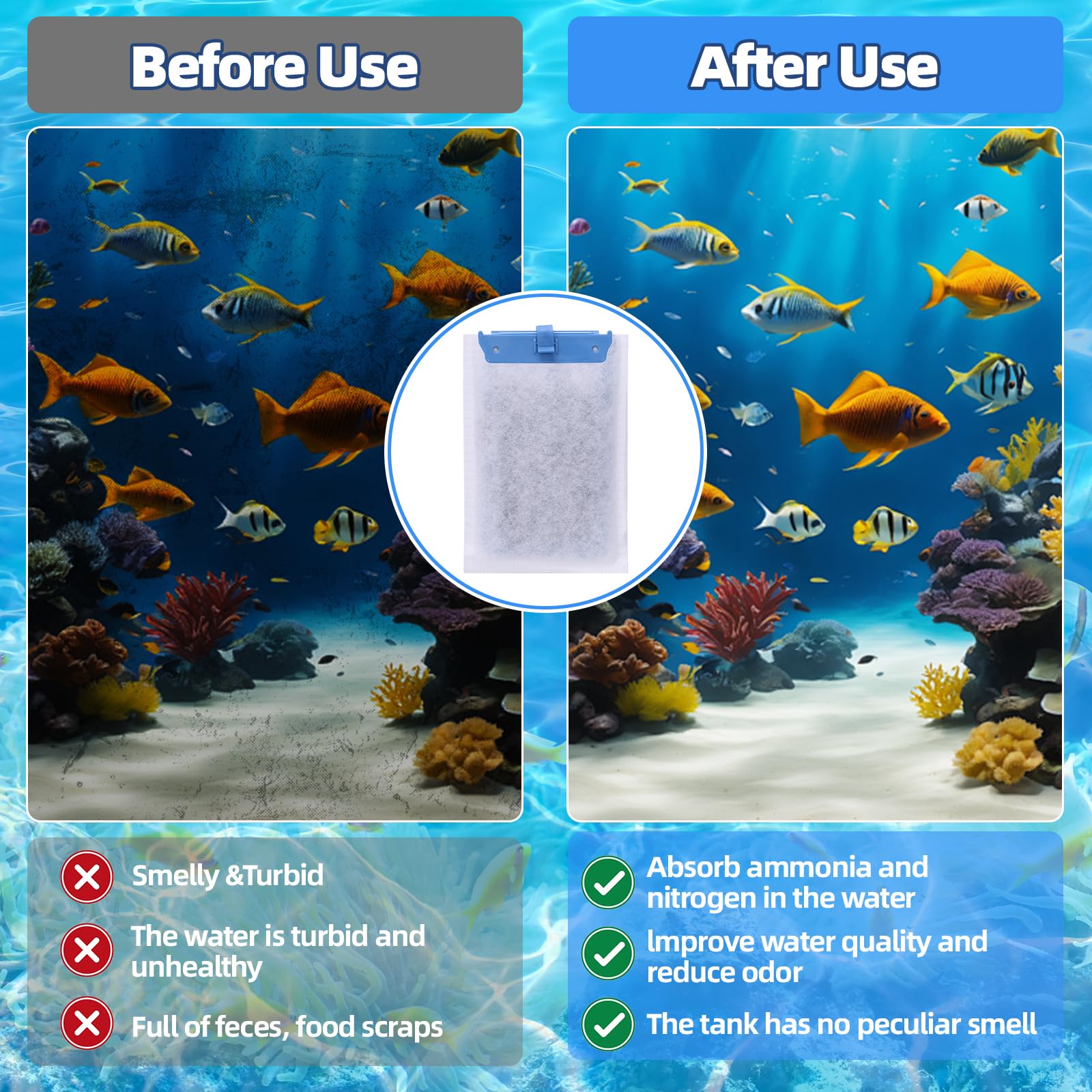 10-Pack Large Replacement Filter Cartridges Compatible With Tetra Whisper Bio-Bag For Whisper 20I, 40I, Iq20, Iq30, Iq45, Iq60,