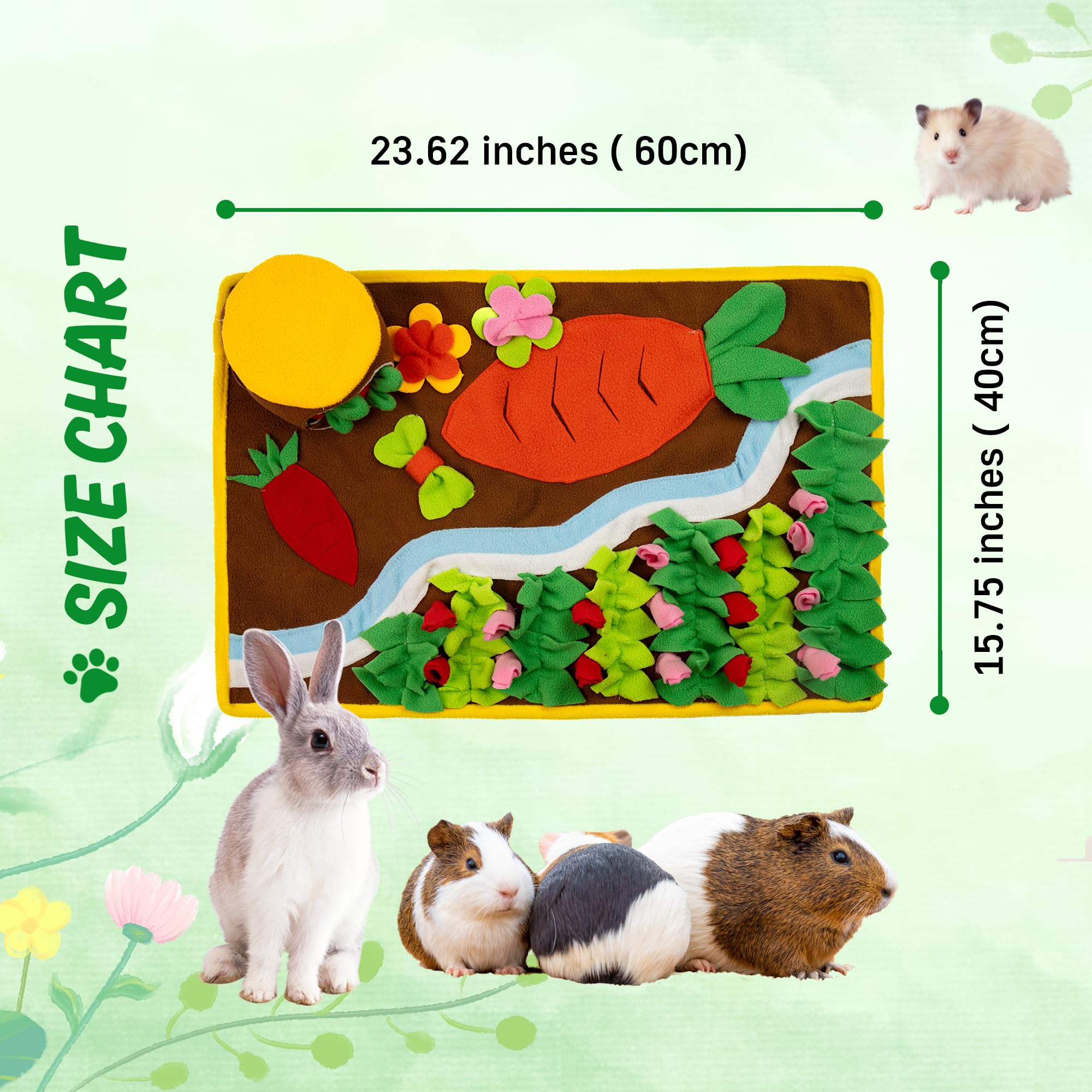 MHTTEC River Rabbit Hay Feeder, Snuffle mat for Dogs Small, Washable Bunny Hay Feeder Treat Dispenser Foraging Toys for Rabbits