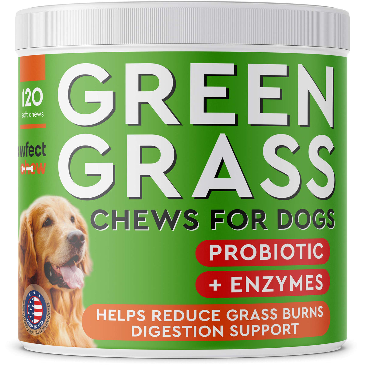 Pawfectchew Dog Pee Grass Helper - Grass Treatment For Dog Urine - Dog Urine Neutralizer For Grass Burn Spots - Dog Pee Lawn Repair Treats With Probiotics - Made In Usa - 120 Chews