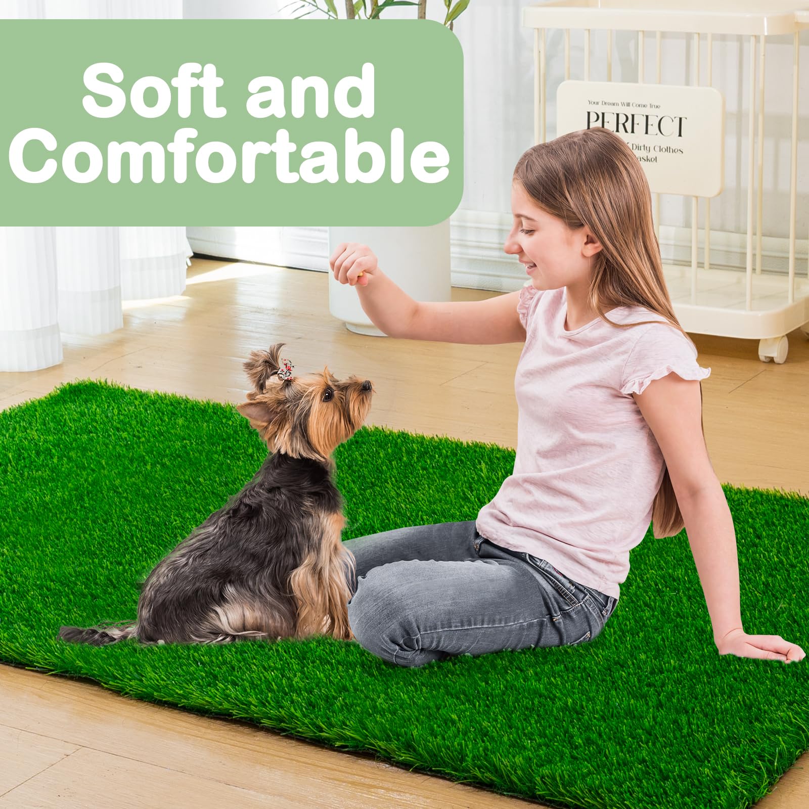 Justyezi 51'' X 31.5'' Dog Grass Pee Pad, Artificial Turf Pet Grass Mat For Dog Potty - Ideal For Puppy Potty Training, Washable
