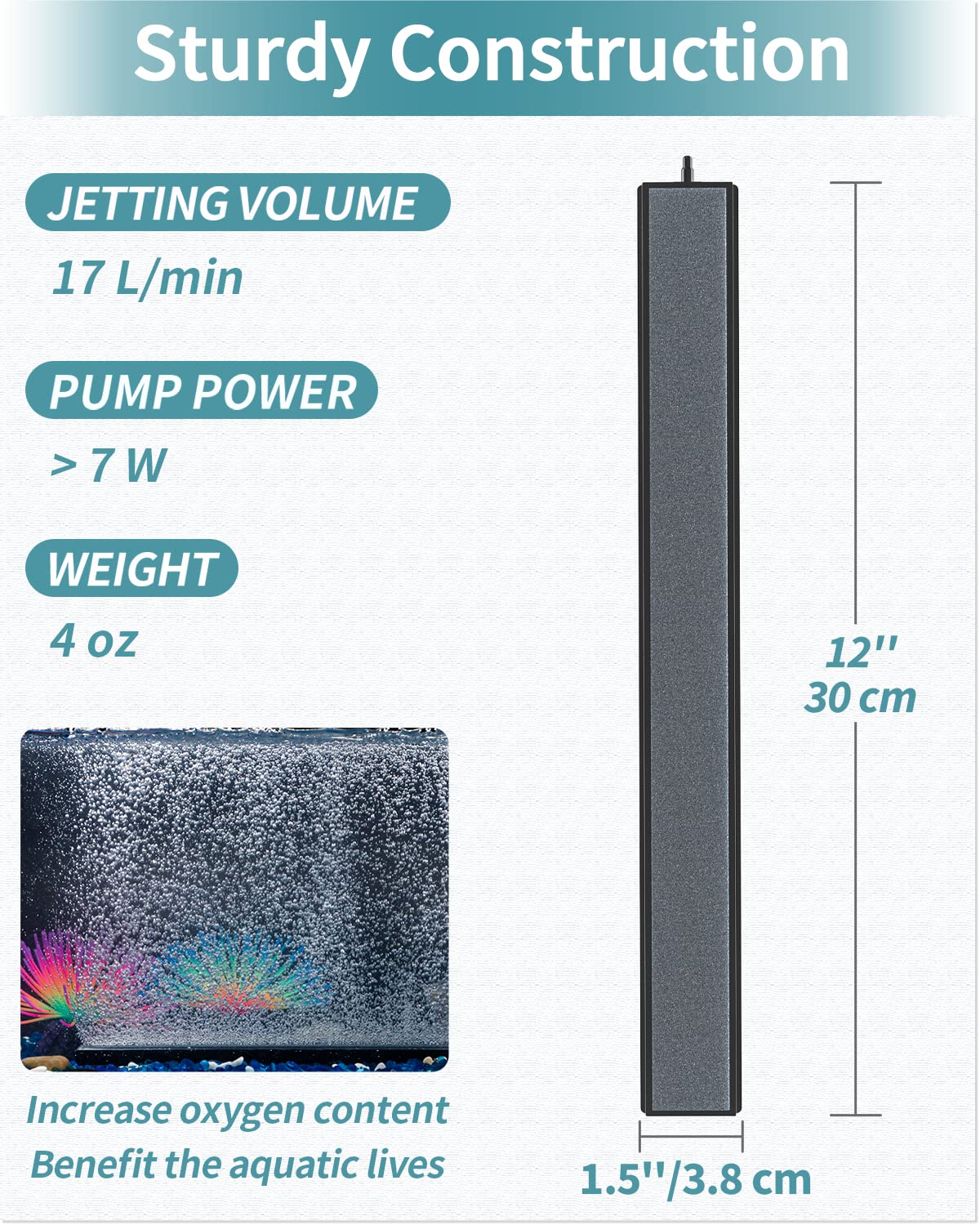 Pawfly 12 Inch Air Stone Grey Mineral Bubble Stone Bar Diffuser Bubbler Airstones For Aquarium, Fish Tank, And Pump