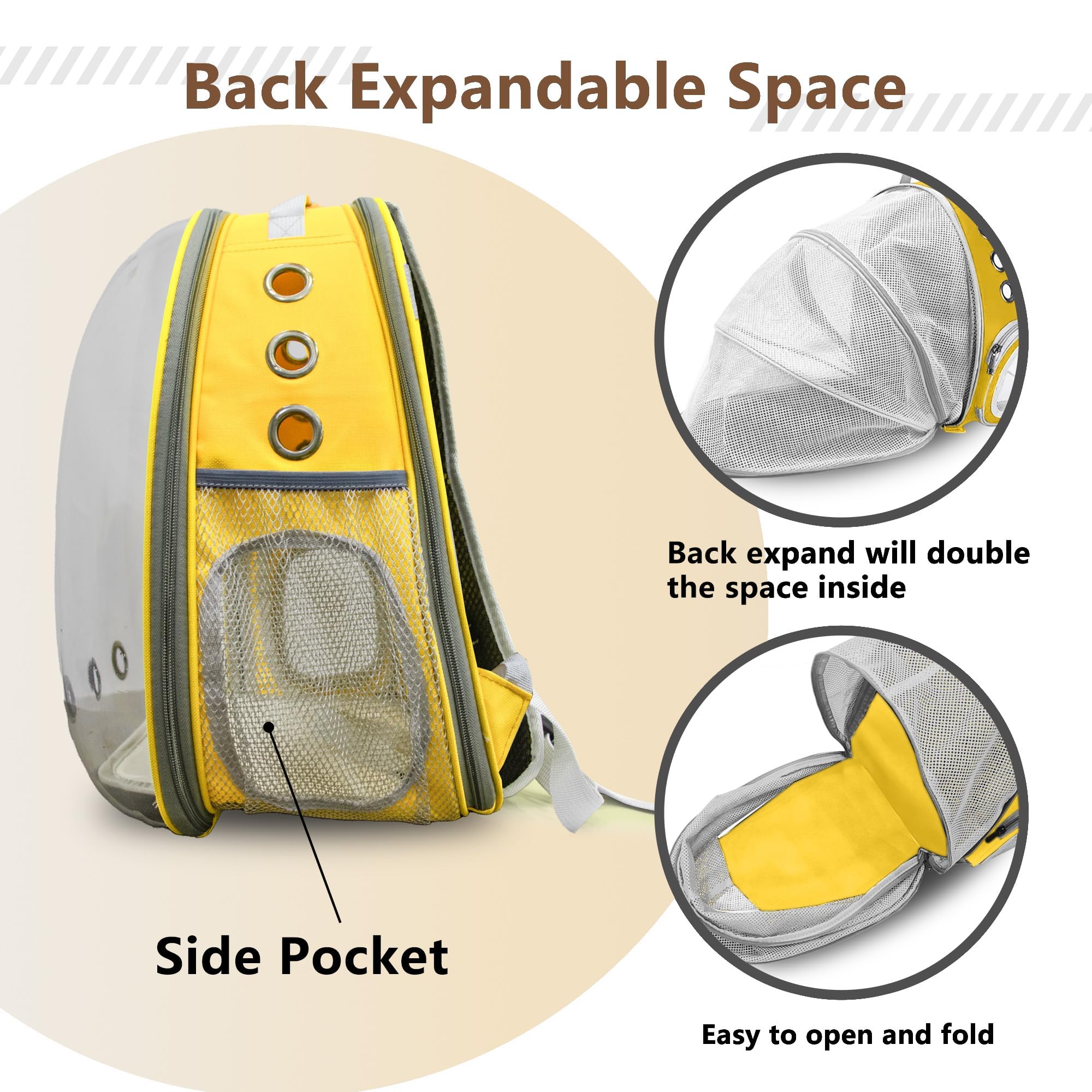 Cat Backpack Carrier Bubble Expandable Foldable Breathable Pet Carrier Dog Carrier Backpack For Large Big Cats Hiking, Travellin