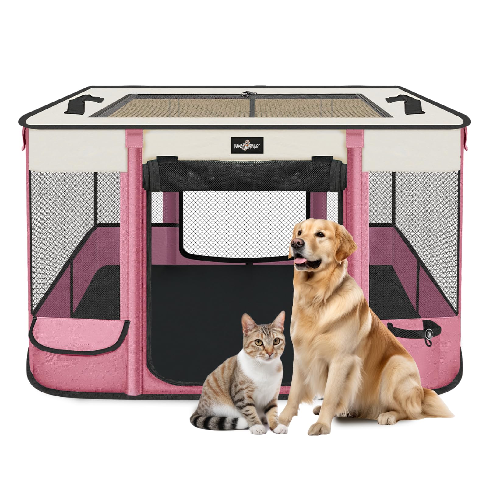 Foldable Pet Kitten Playpen, Upgrade Waterproof Portable Cat Dog Playpen Kennel Tent For Small Dog Cat, Removable Shade Cover, C