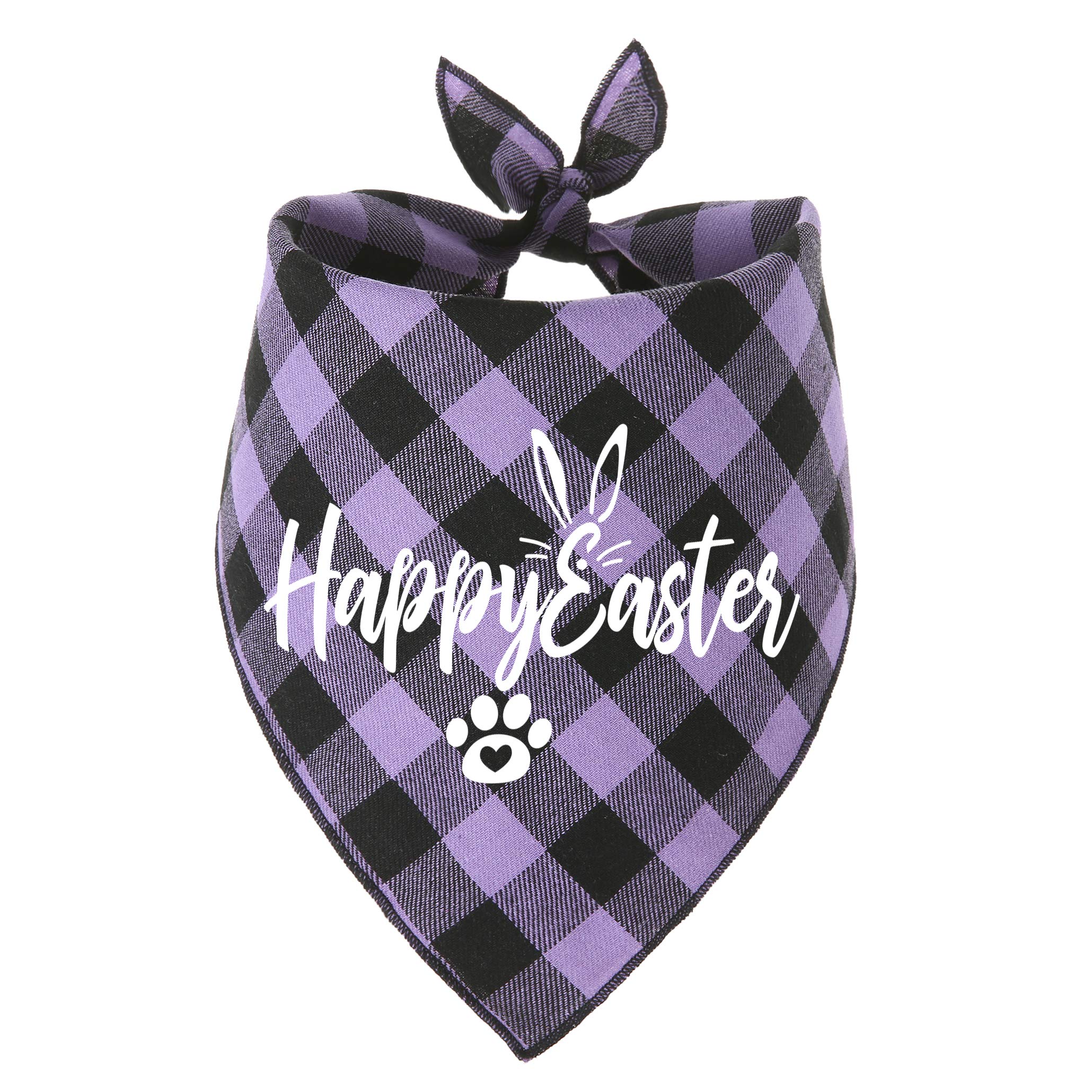 Dog Easter Bandana,2 Pack Buffalo Plaid Puppy Scarf With Designer Painting