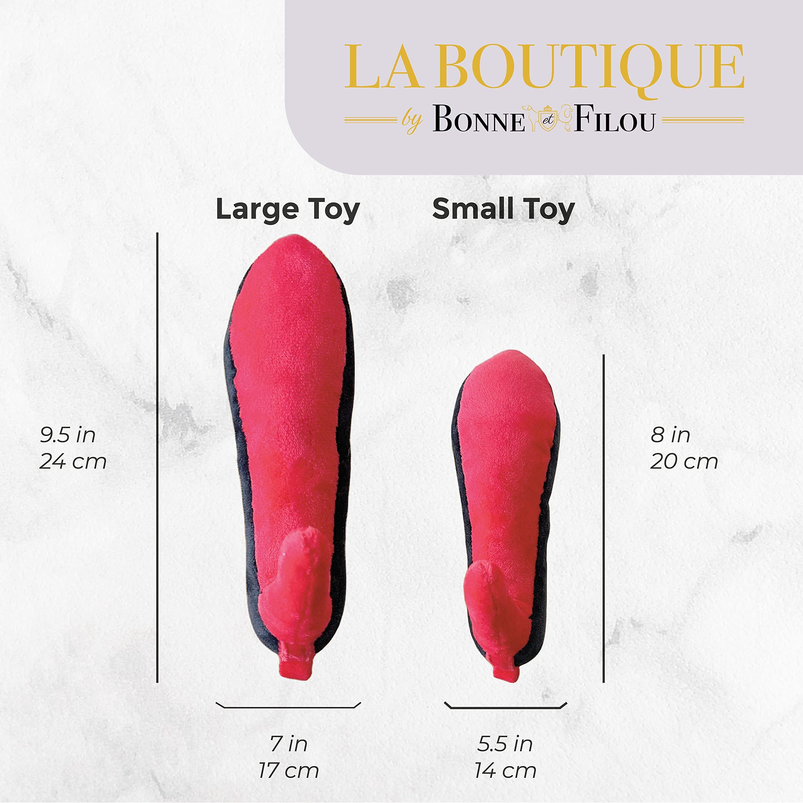 Bonne et Filou Red High Heel Plush Squeaky Dog Toy Durable and Soft Dog Chew Toy Perfect for Small and Medium Dogs Plush Toys for Aggressive Chewers (1 Small Size)