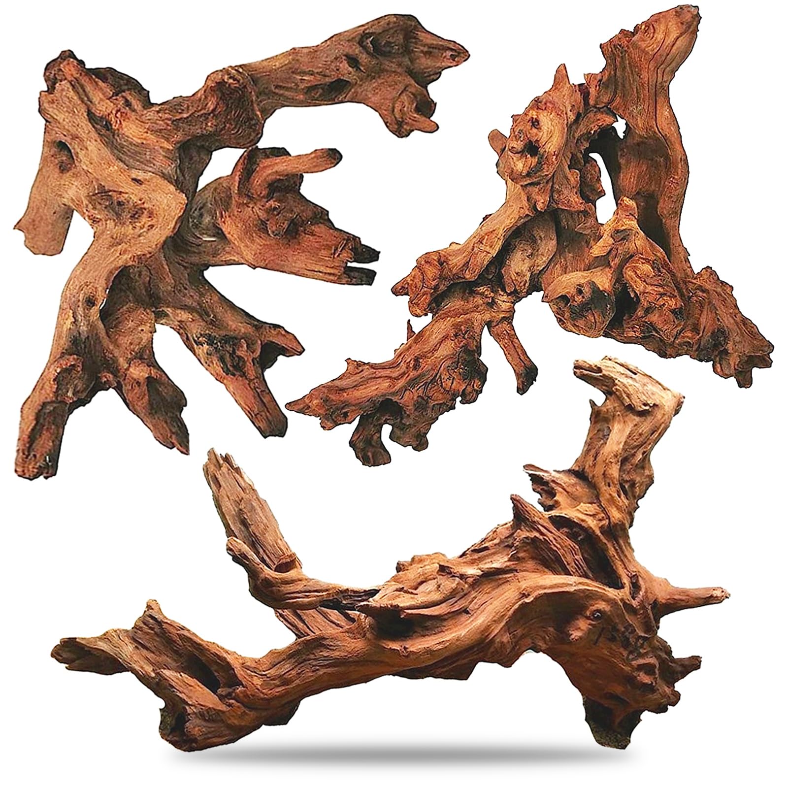 Hamiledyi Aquarium Driftwood 3PCS Natural Trunk Driftwood Assorted Branches 8-12 Reptile Wood Decor Terrarium Ornament Fish Tank