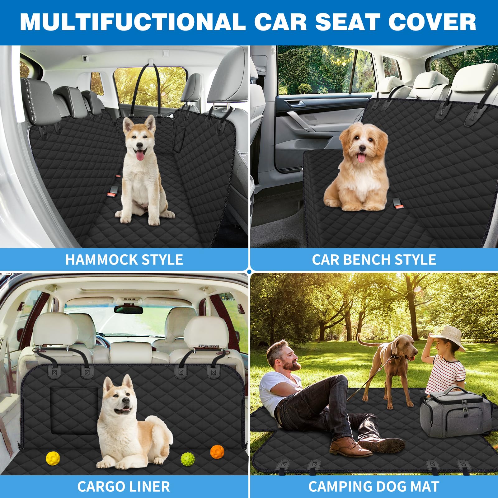 Beneathyourfeet Dog Seat Cover (54' W X 56' L, Black) Scratch Prevention Dog Car Seat Cover For Back Seat Waterproof Dog Hammock For Car Car Seat Covers For Dogs