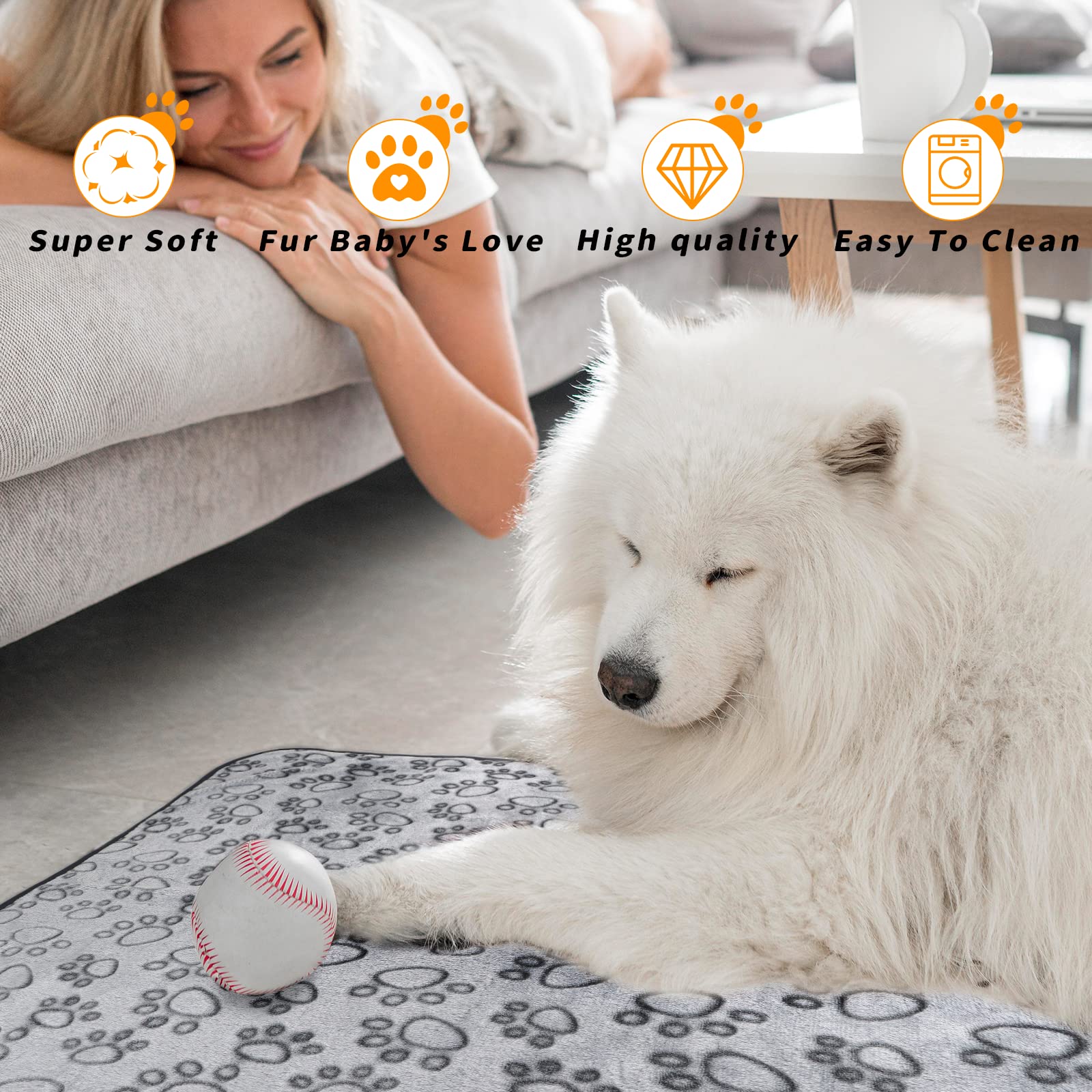LOKOZ Small Dog Blanket for Small Medium Dogs Fleece Puppy Blanket Washable Dog Blankets for Bed Couch Protection with Cute Paw
