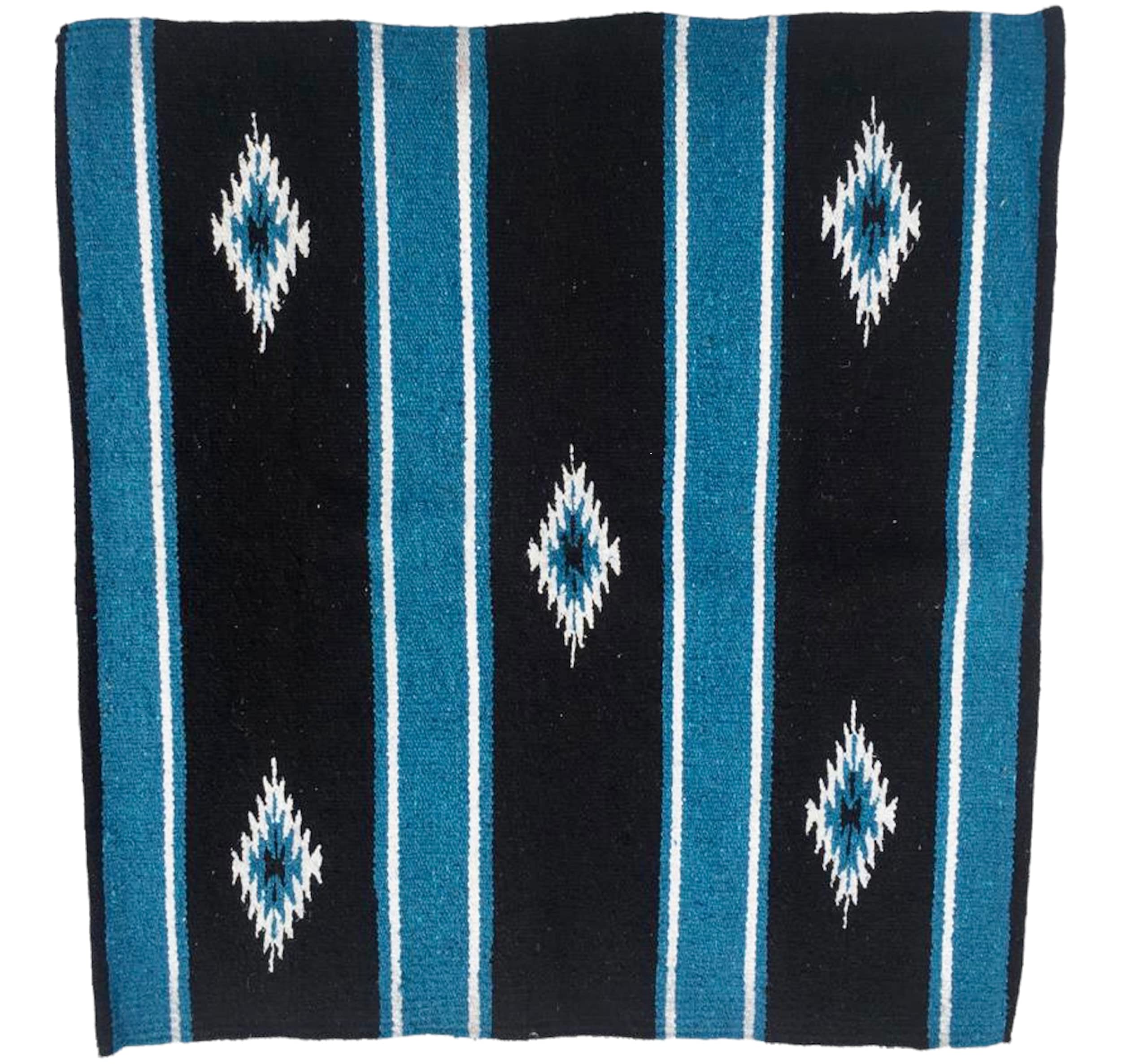 Majestic Ally 36''X 34'' Navajo Design Acrylic Saddle Blanket -2.4 Lbs (Hurricane Blue And Black)