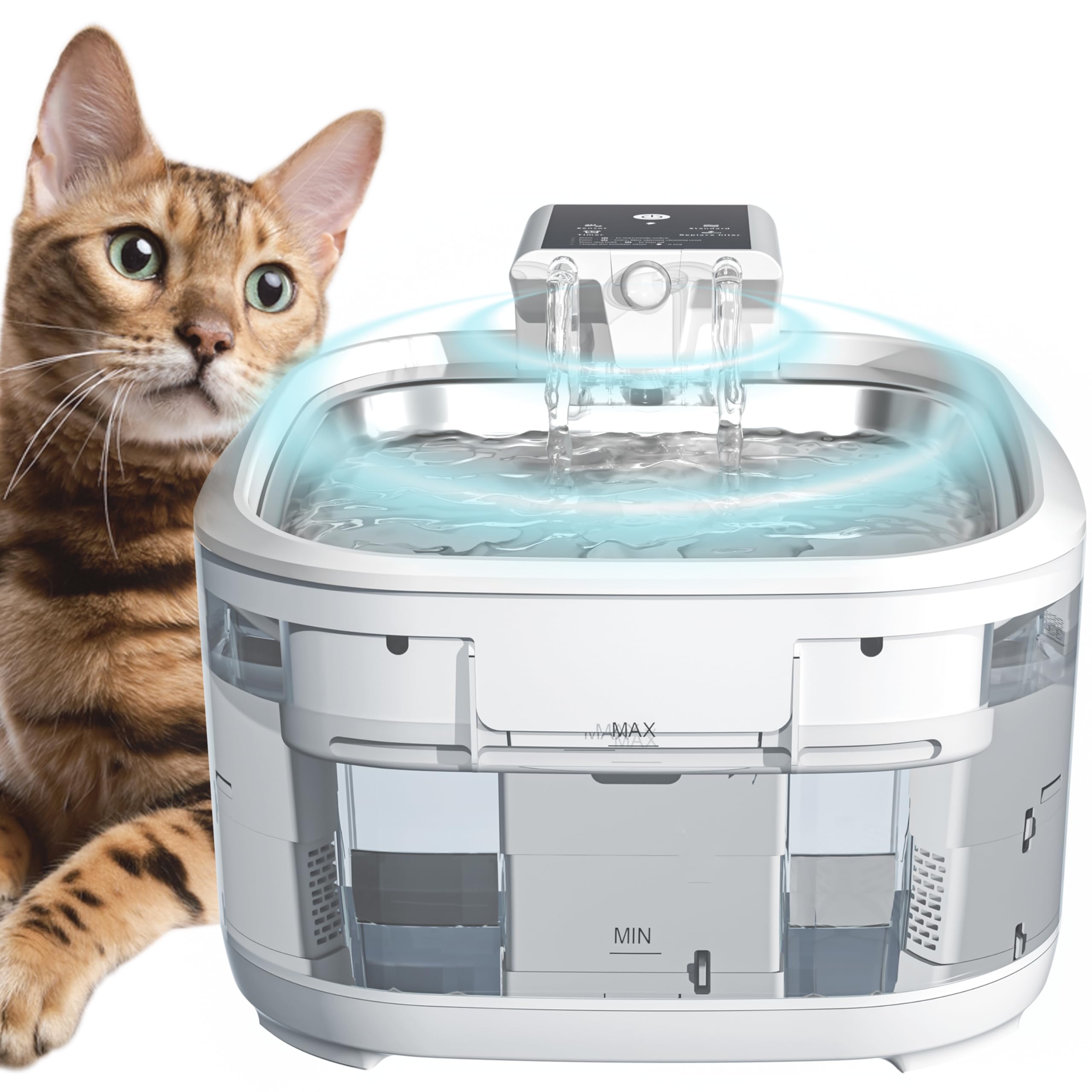 Mewdgland Cat Water Fountain Wireless,Pet Water Fountain Battery Operated For Cats Indoor,4.5L/150Oz Automatic Dog Water Dispens