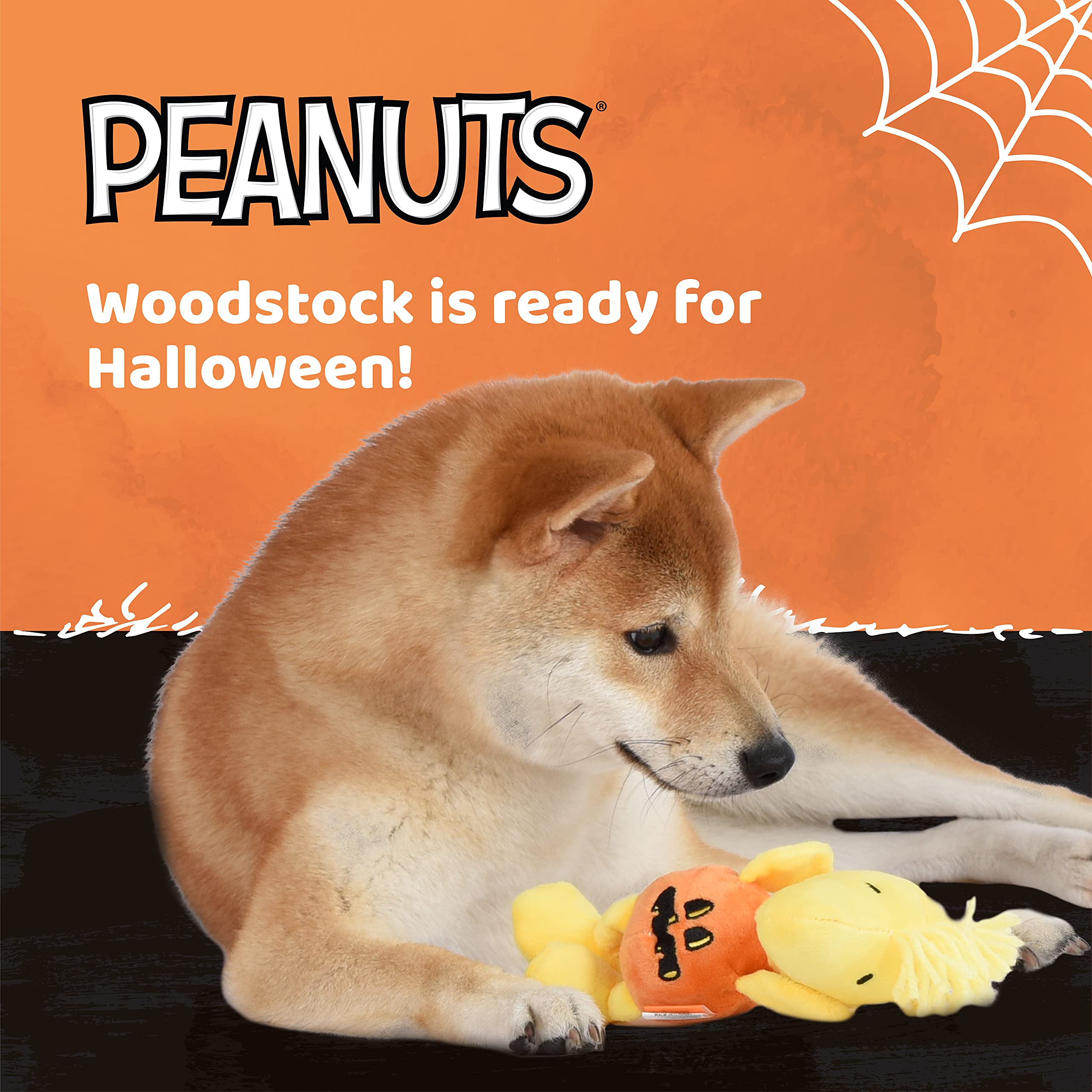 Peanuts For Pets 6 Inch Halloween Woodstock Pumpkin Plush Dog Toy With Squeaker, Small Dog Toy | Fabric Woodstock Yellow Plush Dog Toy | Squeaky Dog Toys And Stuffed Dog Toys For All Dogs