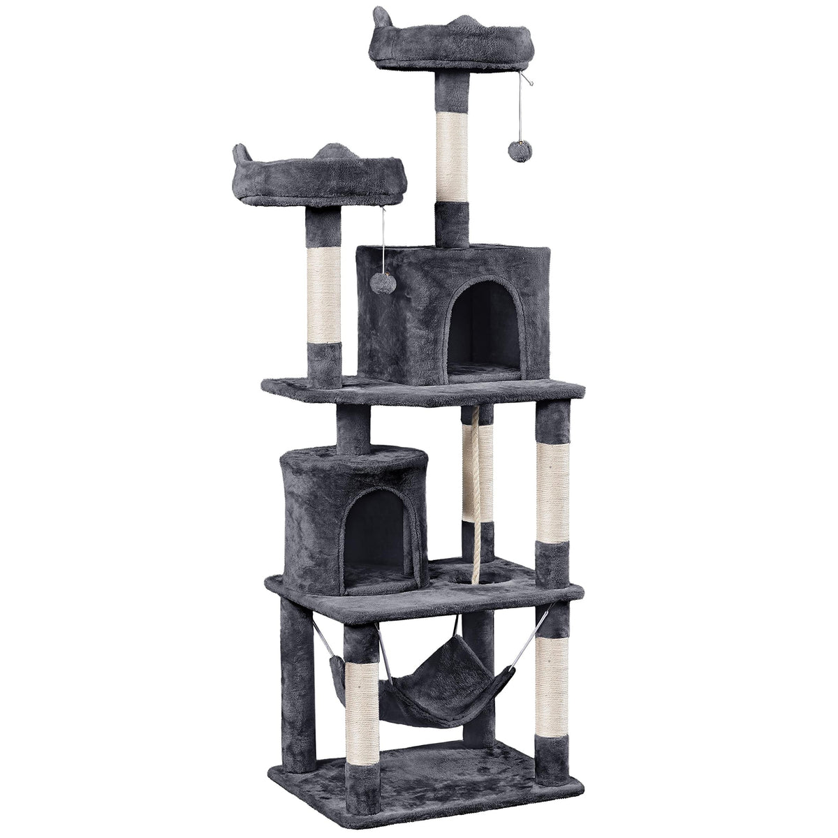 Yaheetech 70.5' H Cat Tower, Multi Level Cat Tree Kitten Condo With 2 Condos & 2 Foam-Padded Perches & Scratching Post & Fur Ball For Medium/Large Cats