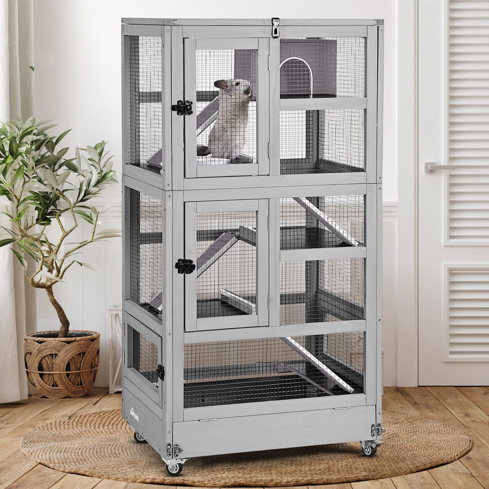 Aivituvin Ferret Cage Large Chinchilla Cage Upgrade Metal Frame Rat Cage,5 Levels Critter Nation