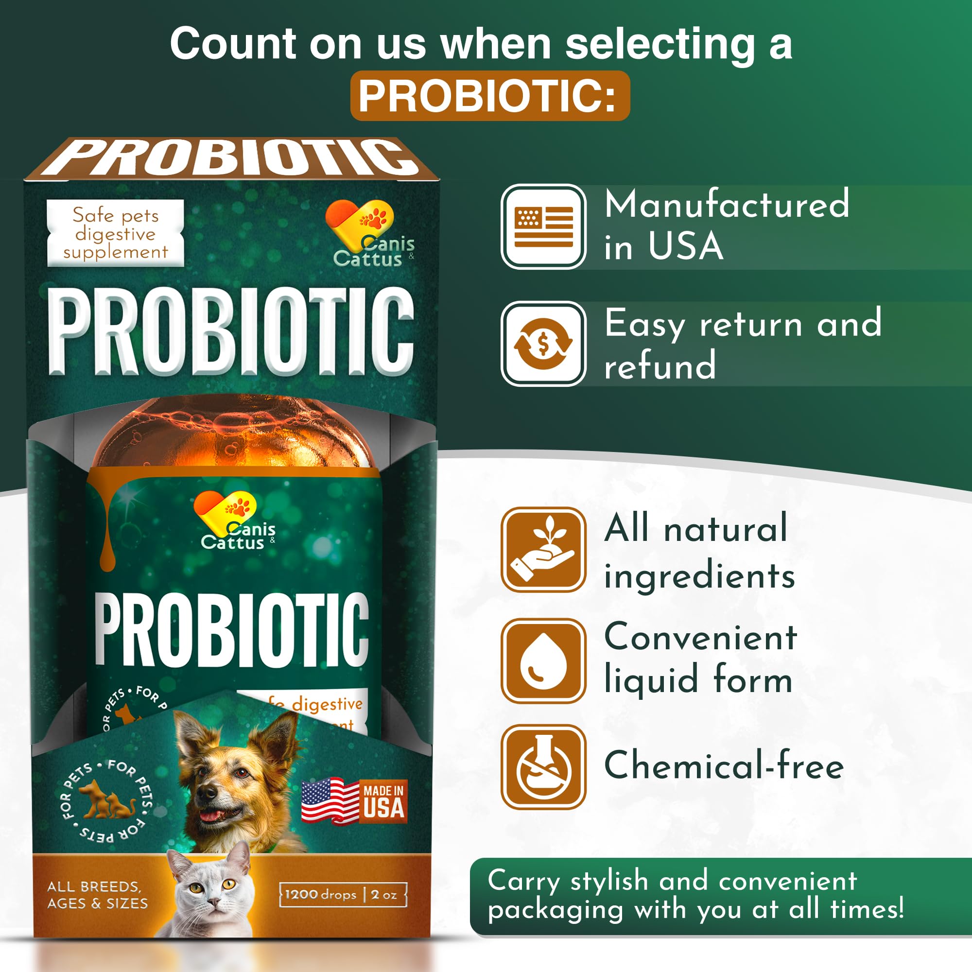 Liquid Probiotics for Dogs of All Ages - Probiotics for Cats to Support Digestion Well-Being - Enzyme Blend in The Composition -