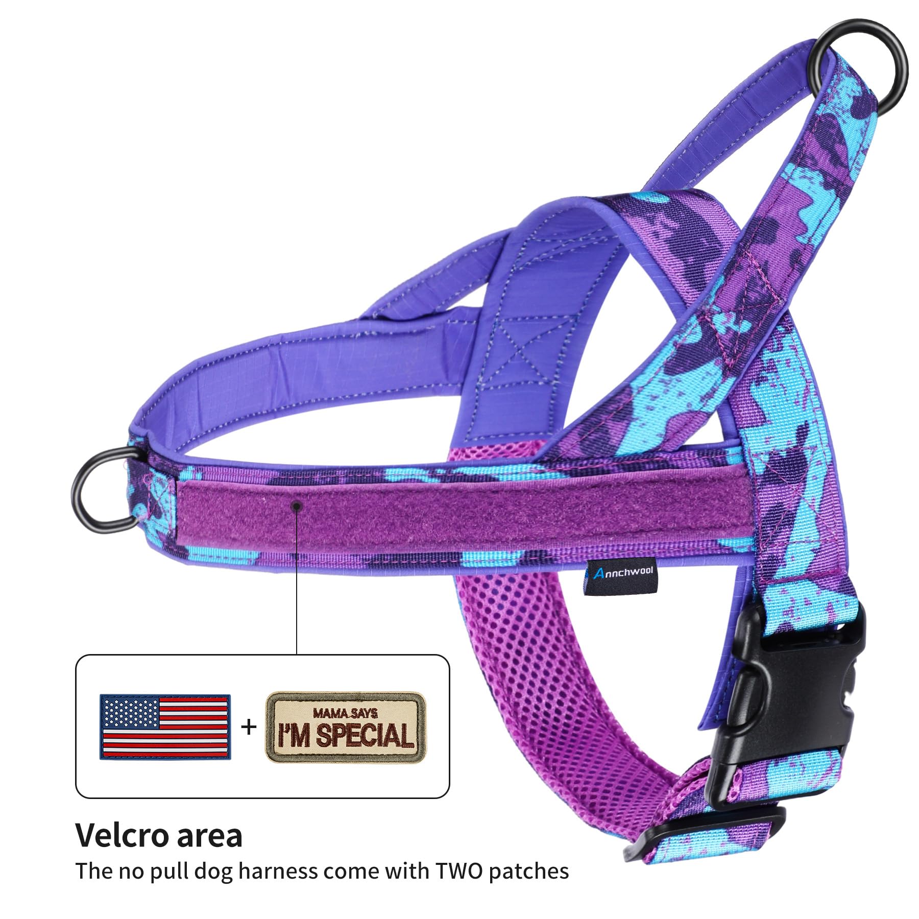 Annchwool No Pull Dog Harness With Soft Padded Handle,Escape Proof And Quick Fit To Adjust Dog Harness,Easy For Training Walking